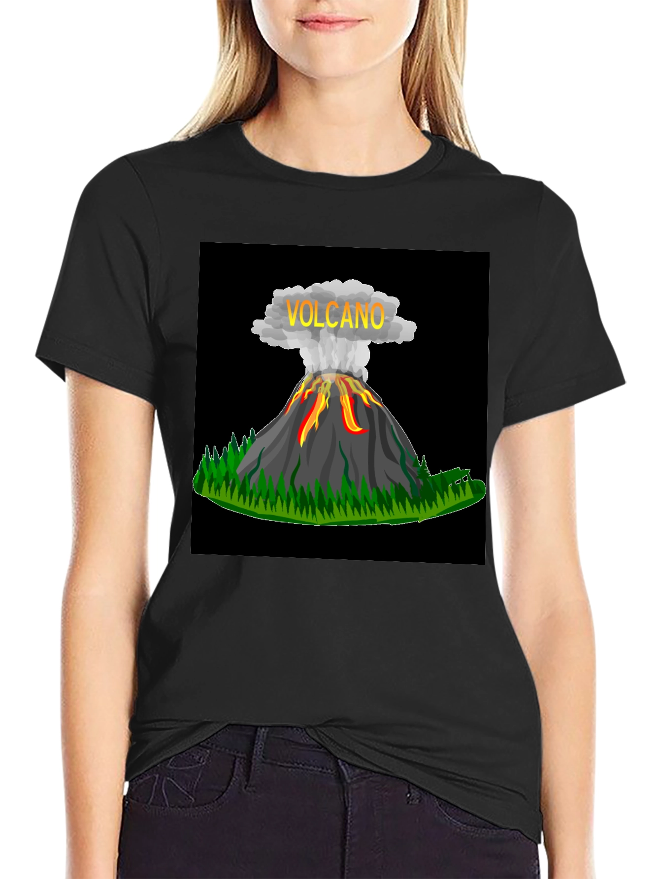 Volcano Graphic Black T-Shirt - Bold & Unique Design
