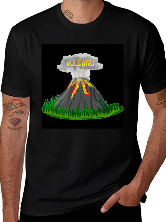 Volcano Graphic Black T-Shirt - Bold & Unique Design
