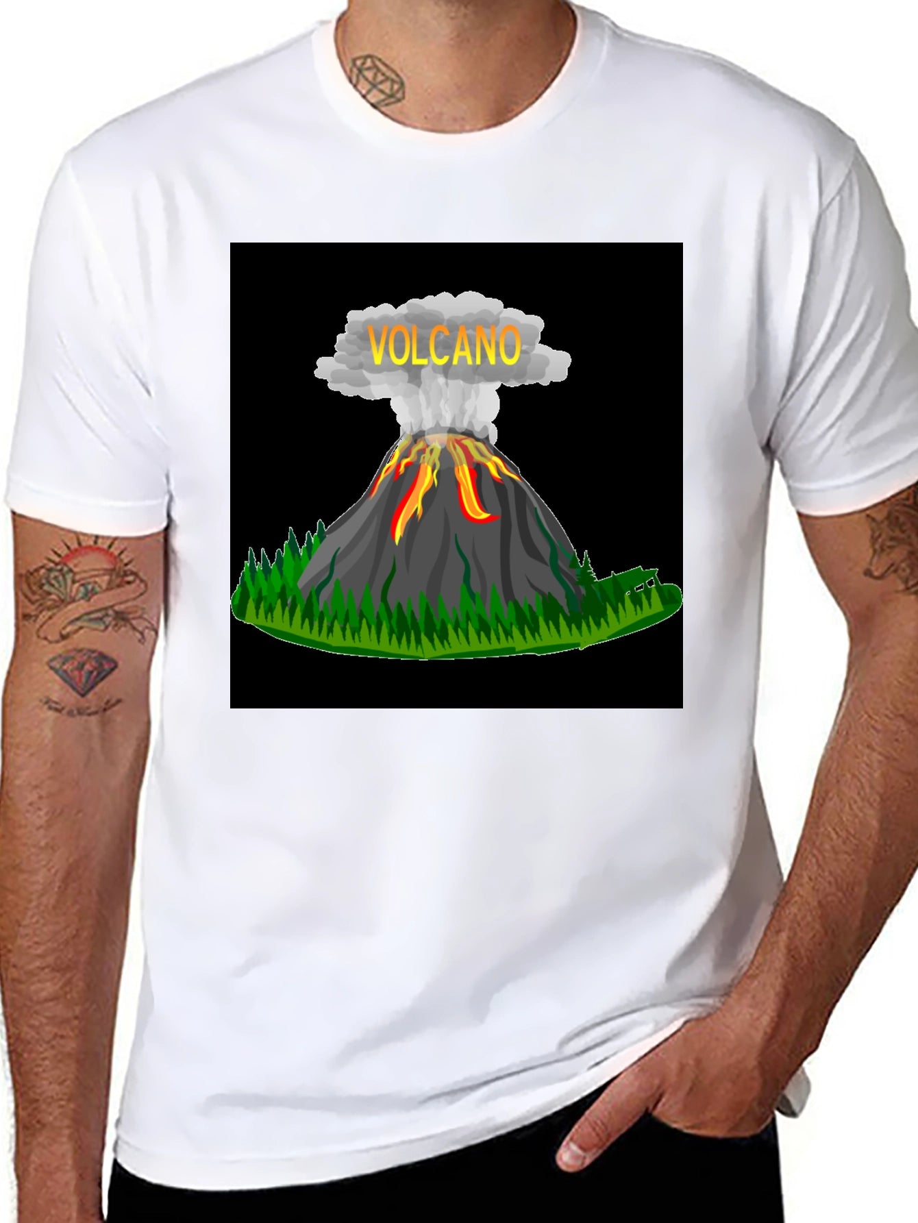 Volcano Graphic Black T-Shirt - Bold & Unique Design