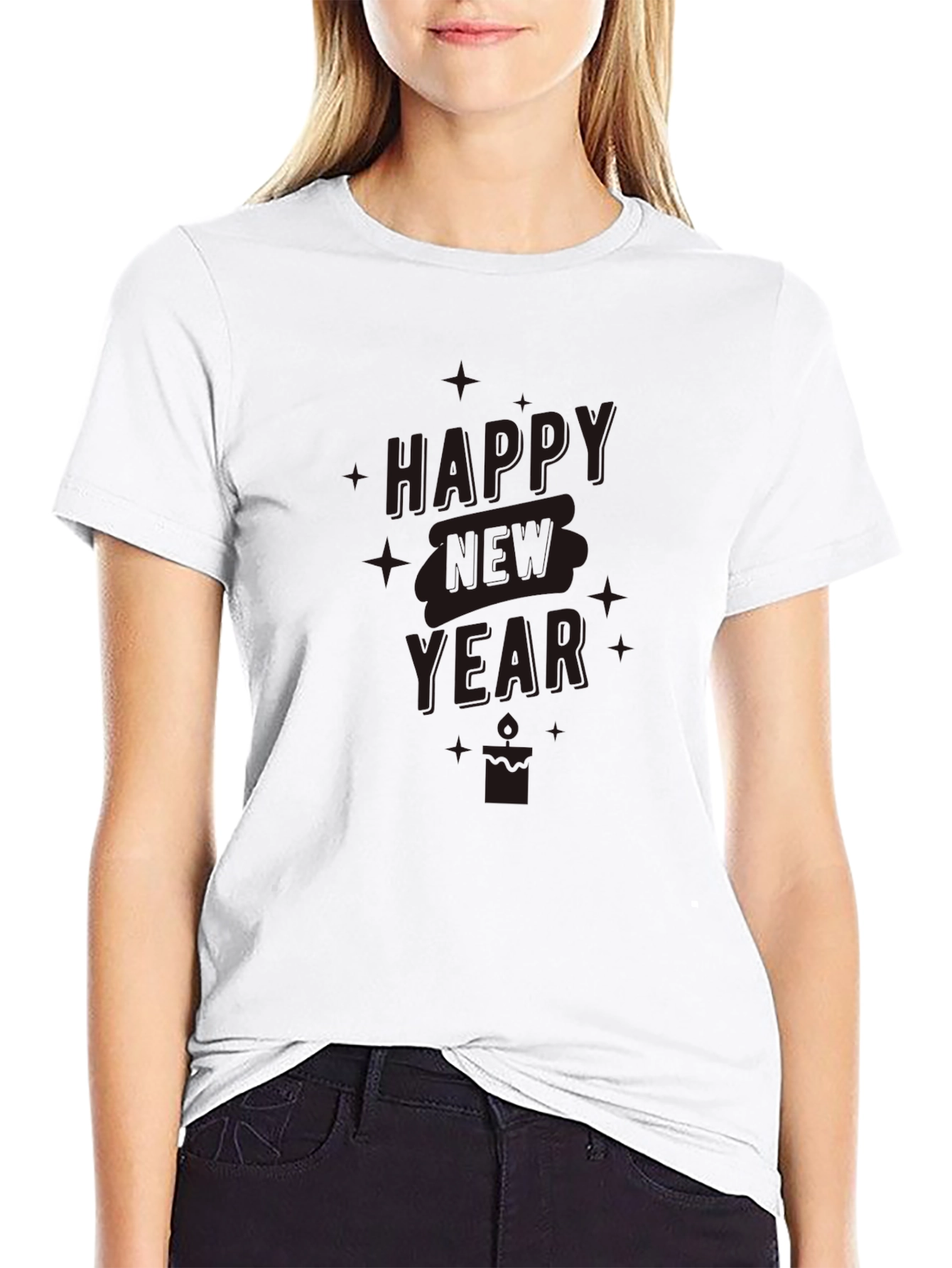 Happy New Year Black Graphic Tee