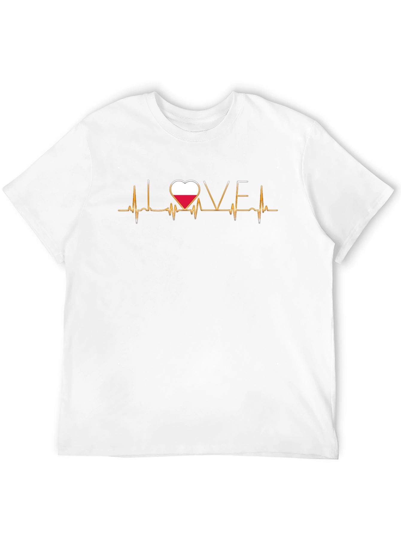 Poland Love Heartbeat T-Shirt - Black Cotton Tee