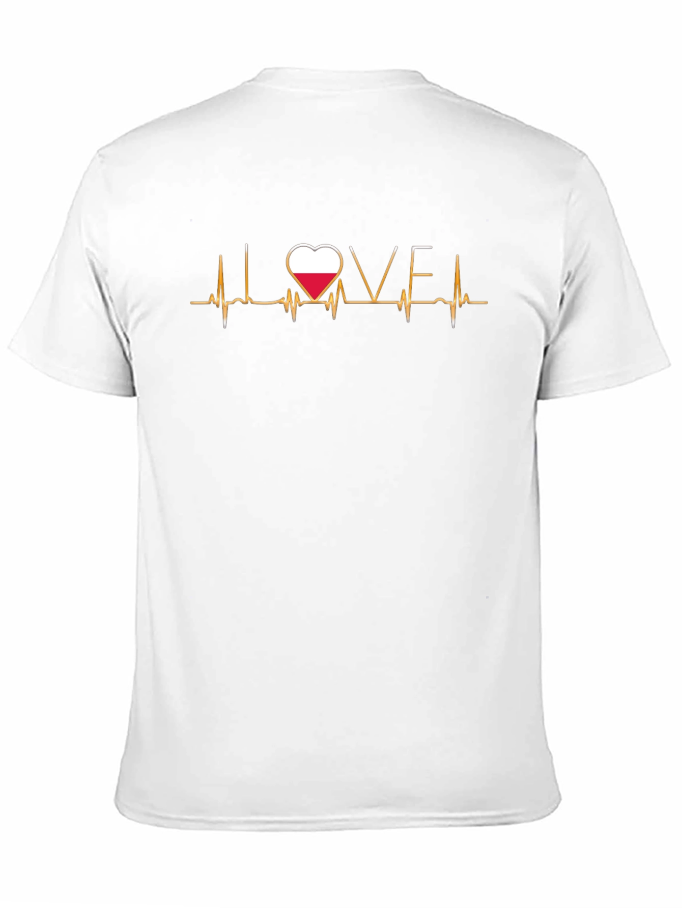 Poland Love Heartbeat T-Shirt - Black Cotton Tee