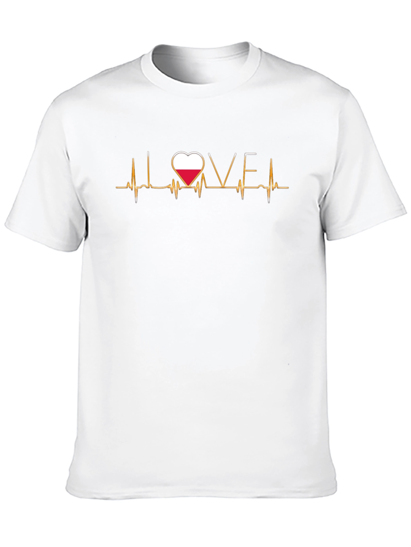 Poland Love Heartbeat T-Shirt - Black Cotton Tee