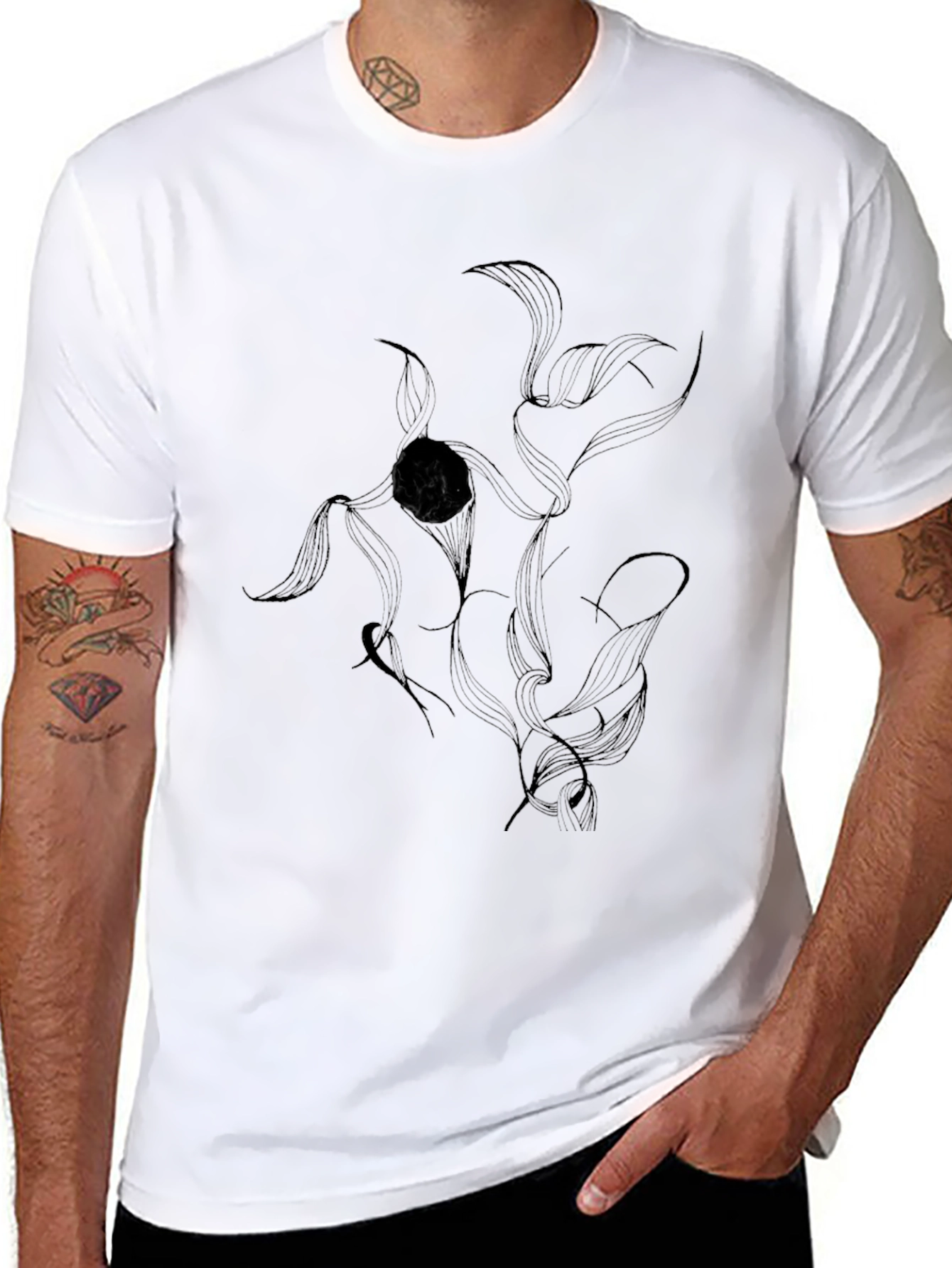 Abstract Black Graphic Tee - Modern Art T-Shirt