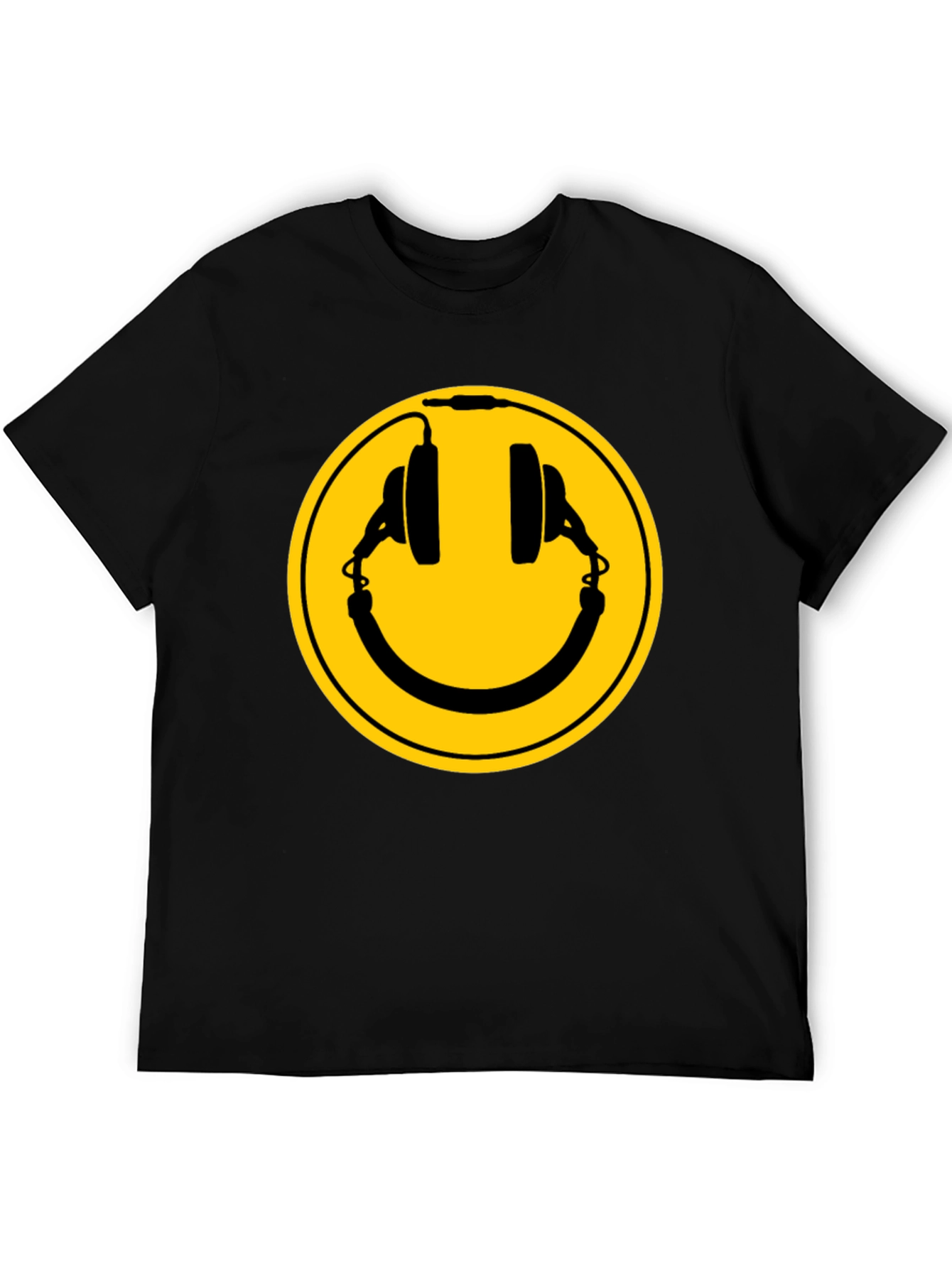 Smiley Headphones Black T-Shirt