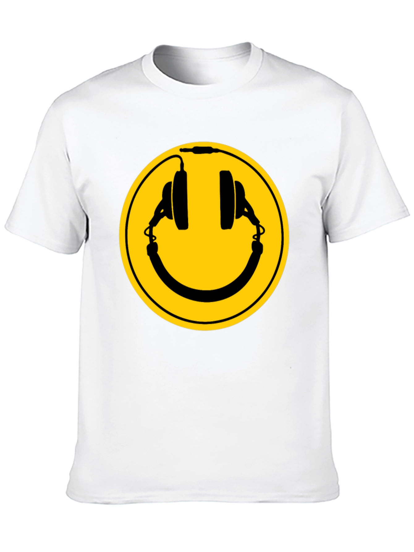 Smiley Headphones Black T-Shirt