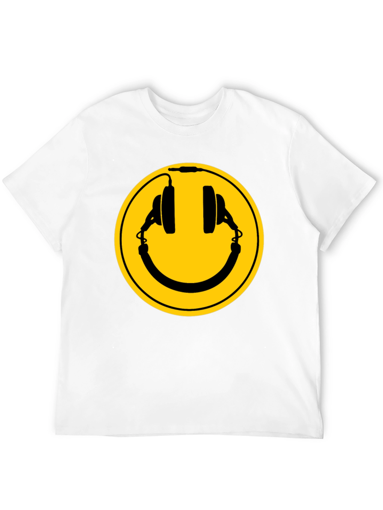 Smiley Headphones Black T-Shirt
