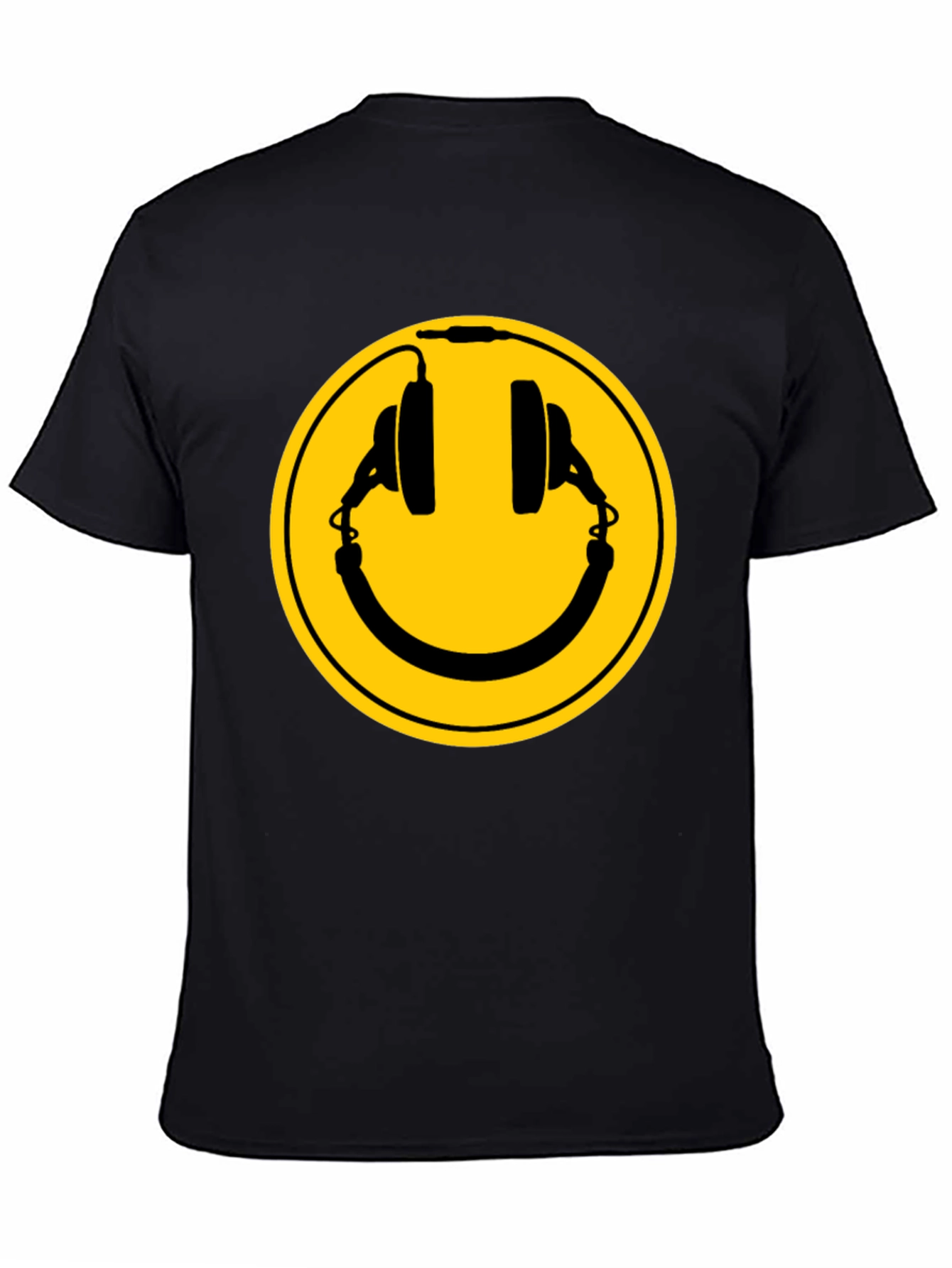 Smiley Headphones Black T-Shirt