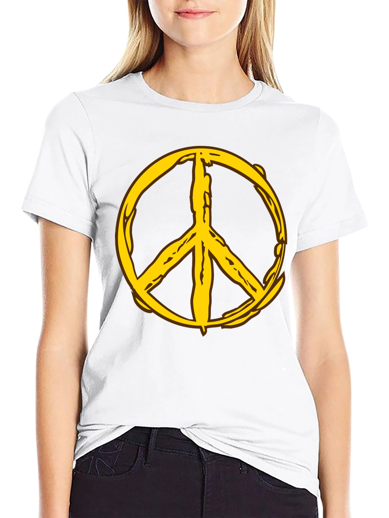 Peace Symbol Graphic Tee - Black Cotton Comfort