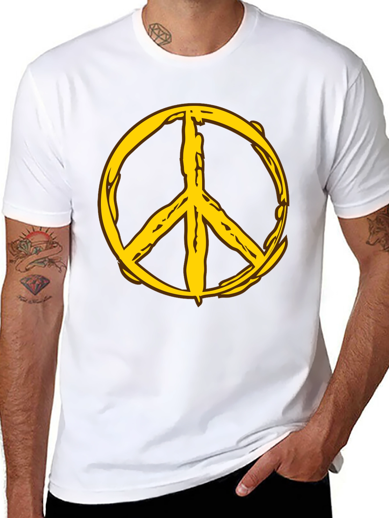 Peace Symbol Graphic Tee - Black Cotton Comfort