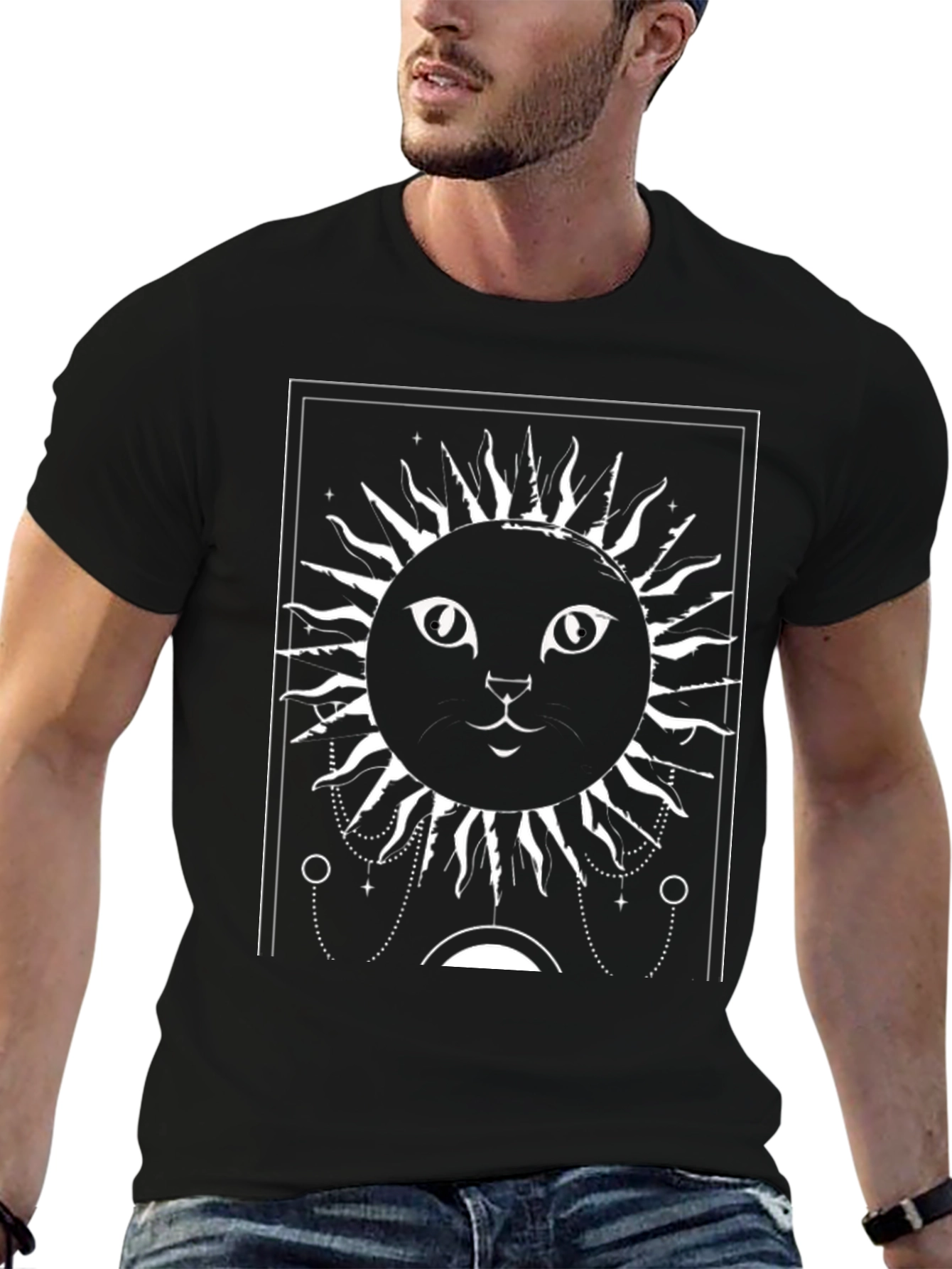 Sun Cat Graphic Tee - Unisex Black T-Shirt