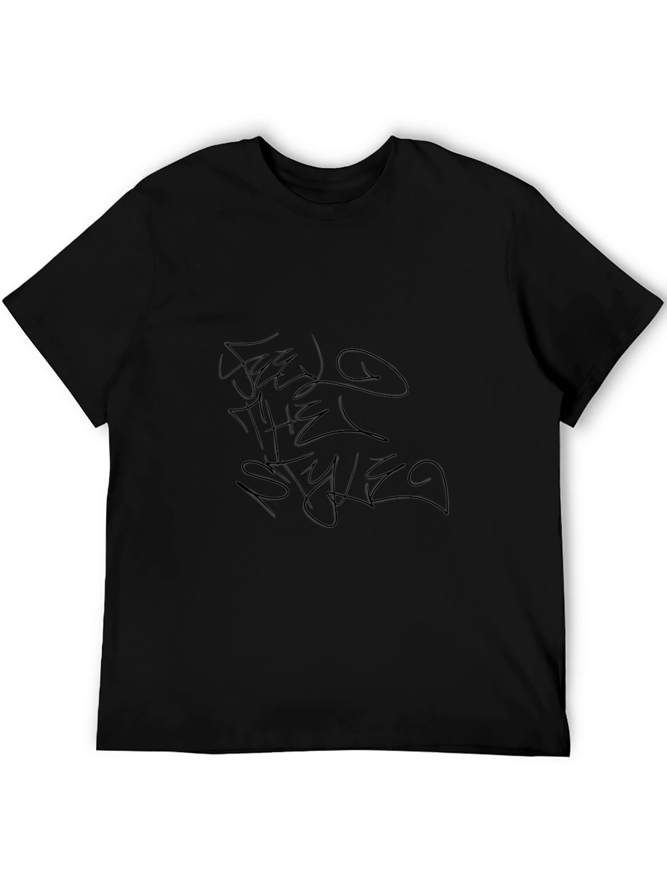 Mens Black Tee - Abstract Style Design