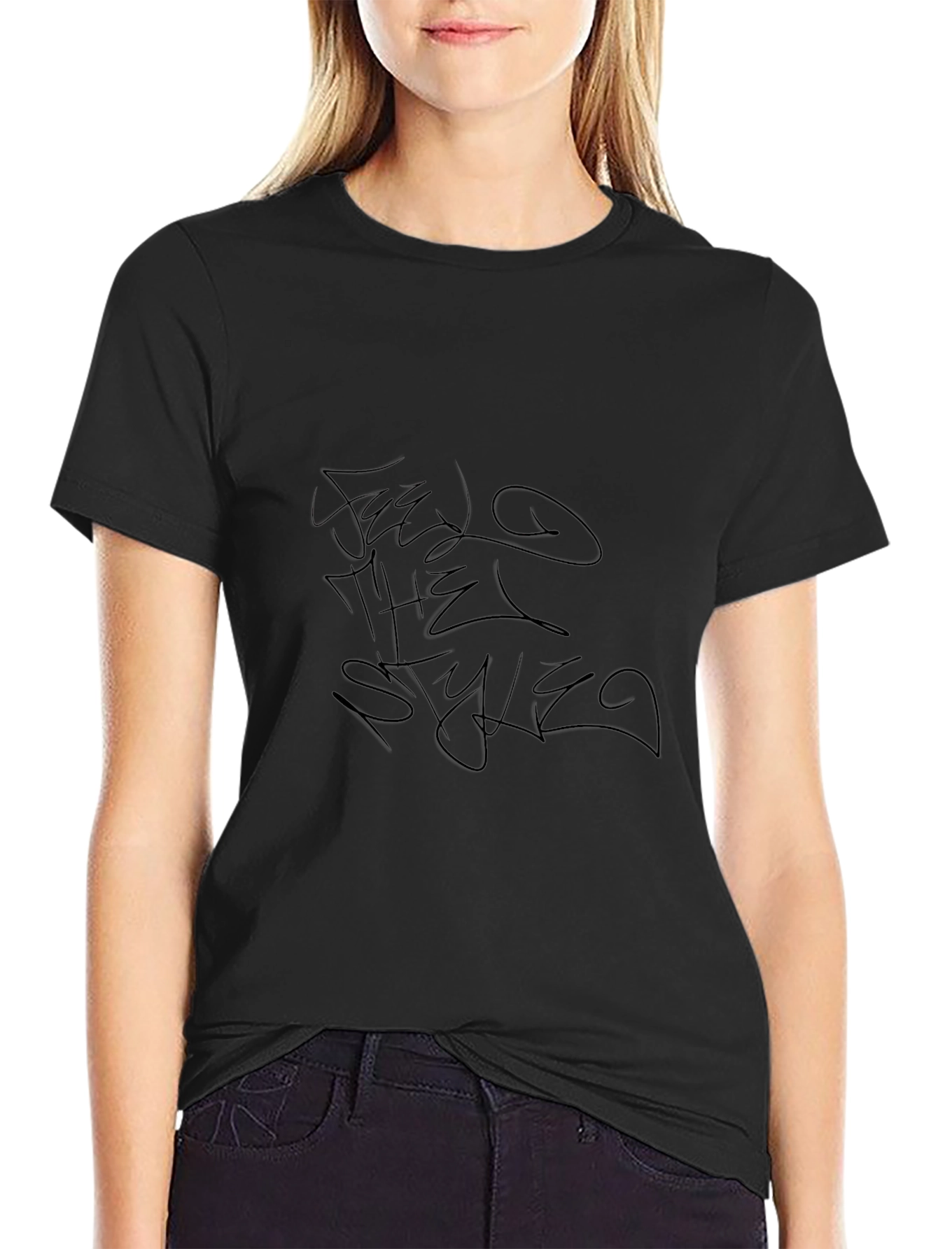 Mens Black Tee - Abstract Style Design