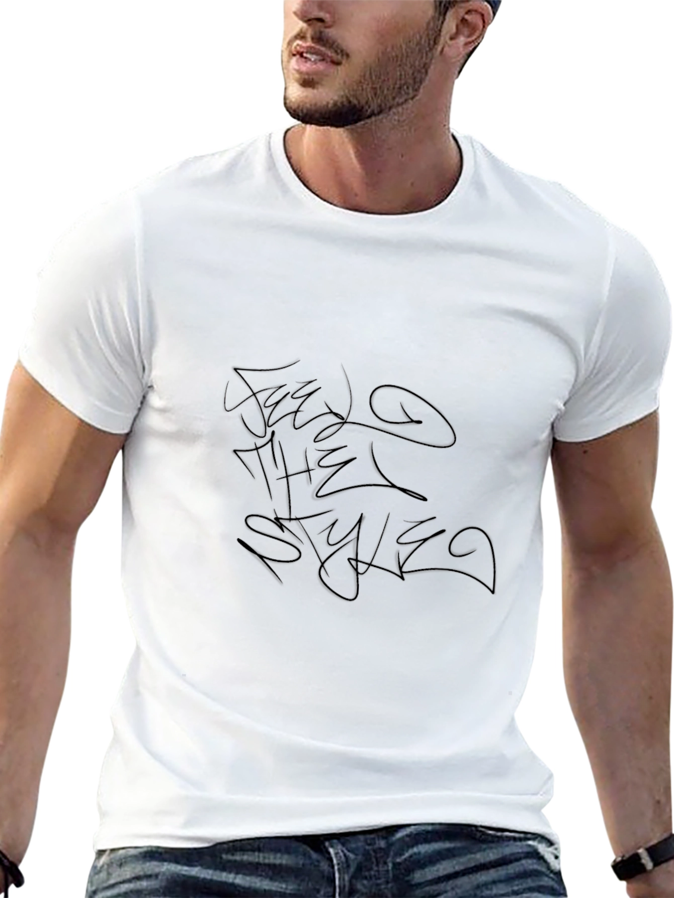 Mens Black Tee - Abstract Style Design