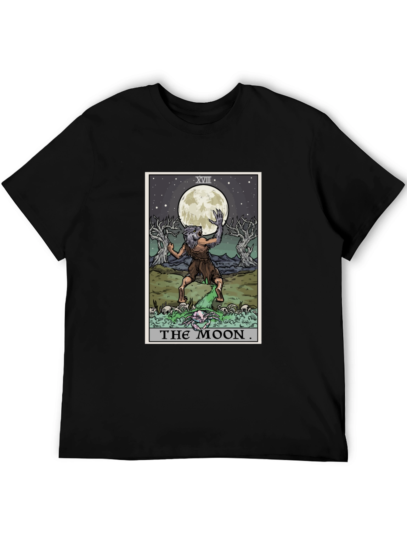 The Moon Tarot Card Werewolf Graphic Tee