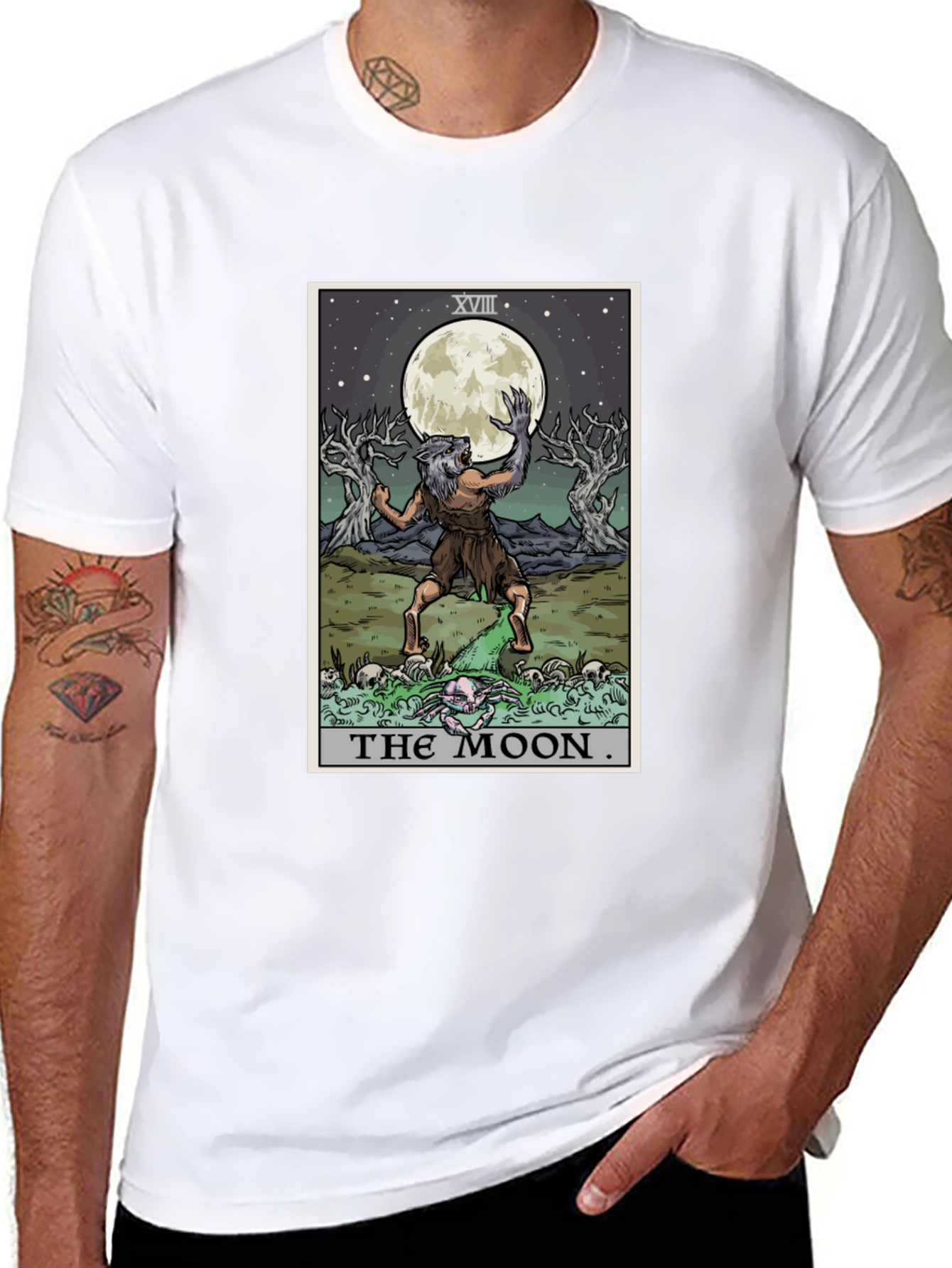 The Moon Tarot Card Werewolf Graphic Tee