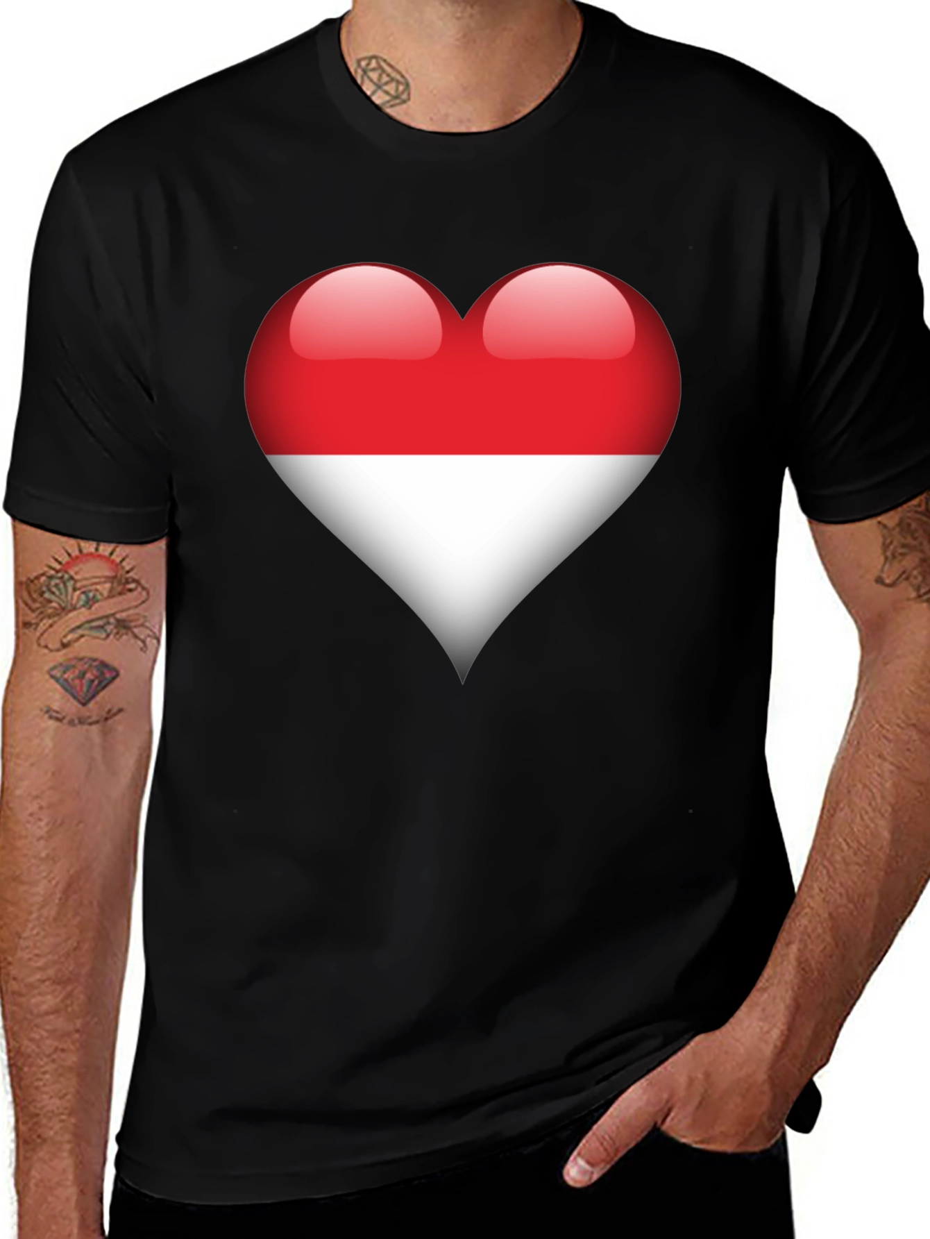 Indonesia Flag Heart T-Shirt - Show Your Love!