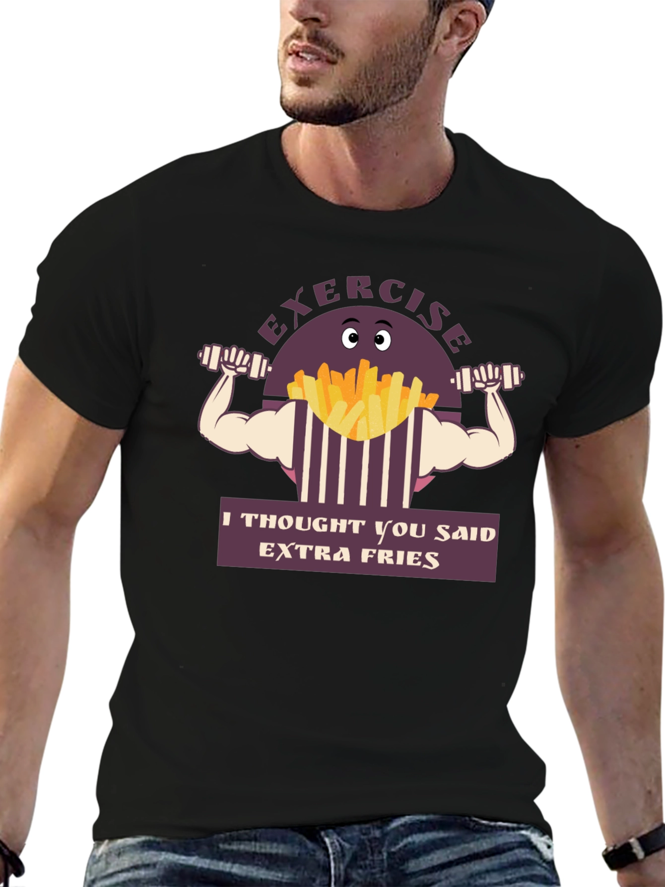 Exercise Extra Fries Graphic T-Shirt