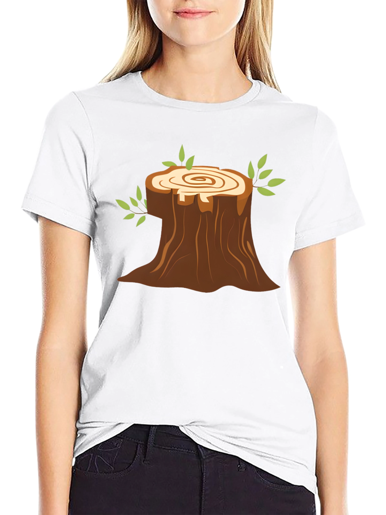 Tree Stump Graphic Black T-Shirt
