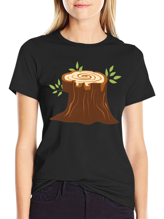 Tree Stump Graphic Black T-Shirt
