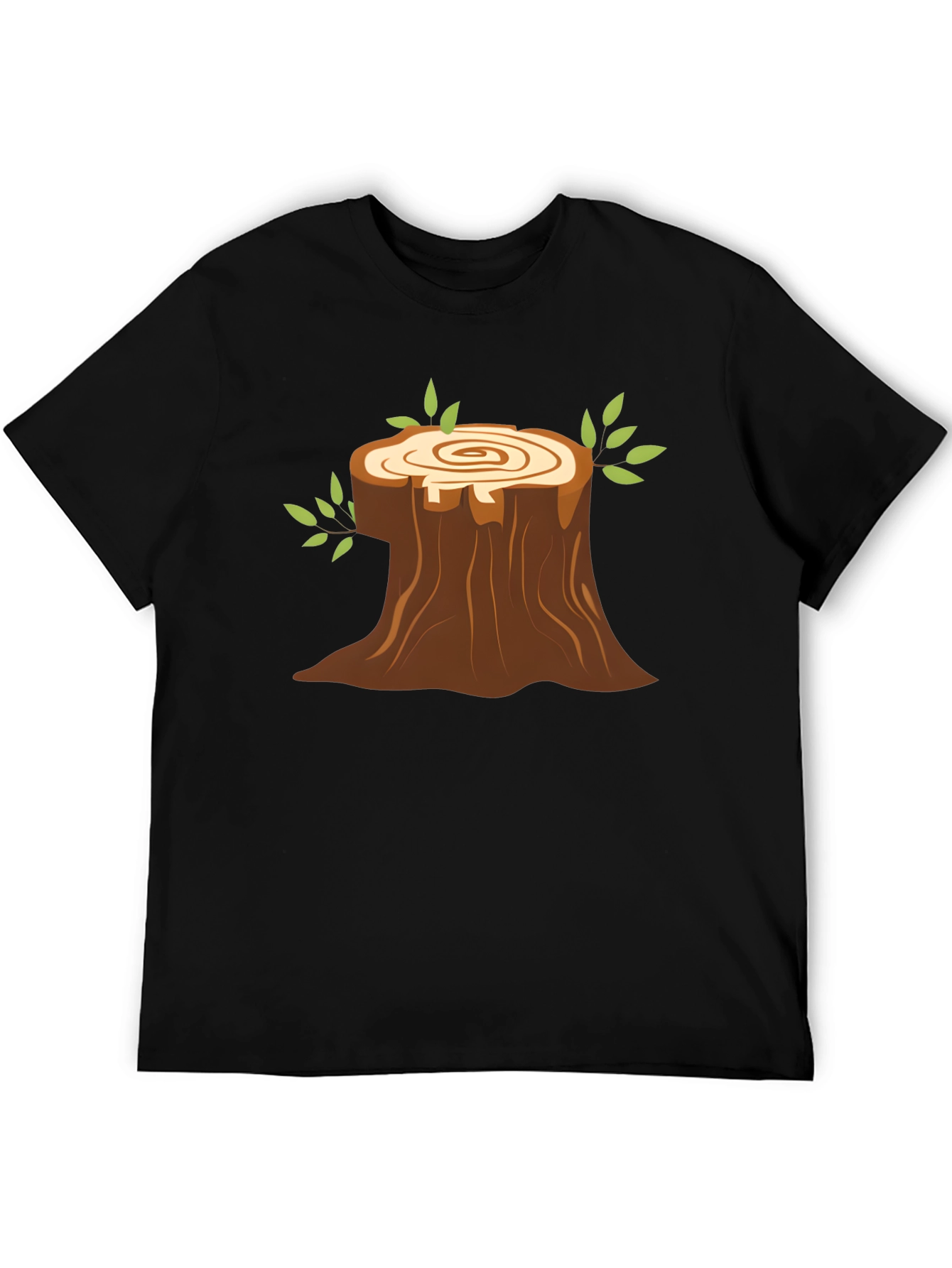 Tree Stump Graphic Black T-Shirt