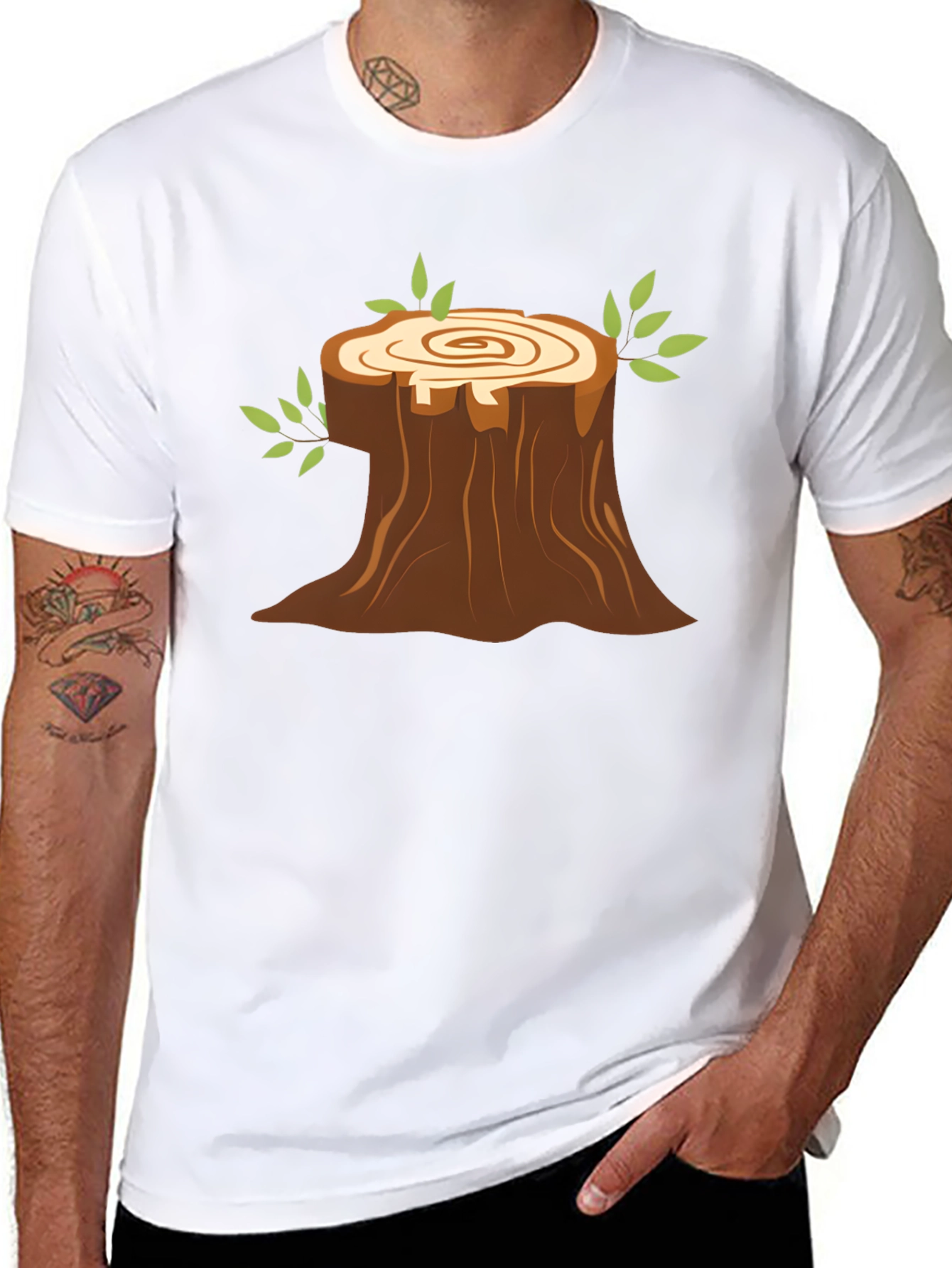 Tree Stump Graphic Black T-Shirt