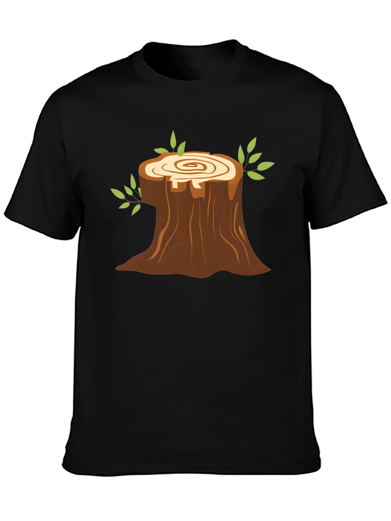 Tree Stump Graphic Black T-Shirt
