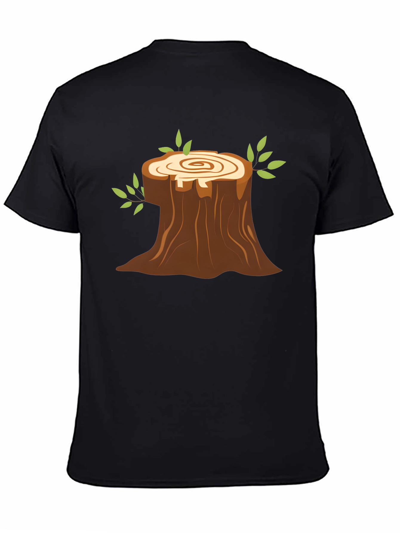 Tree Stump Graphic Black T-Shirt