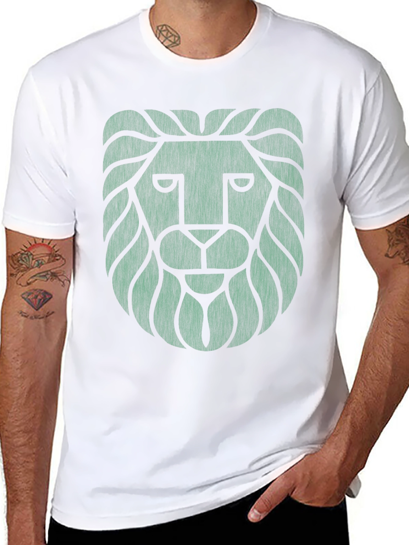 Lion Graphic Tee - Cool Design Black T-Shirt