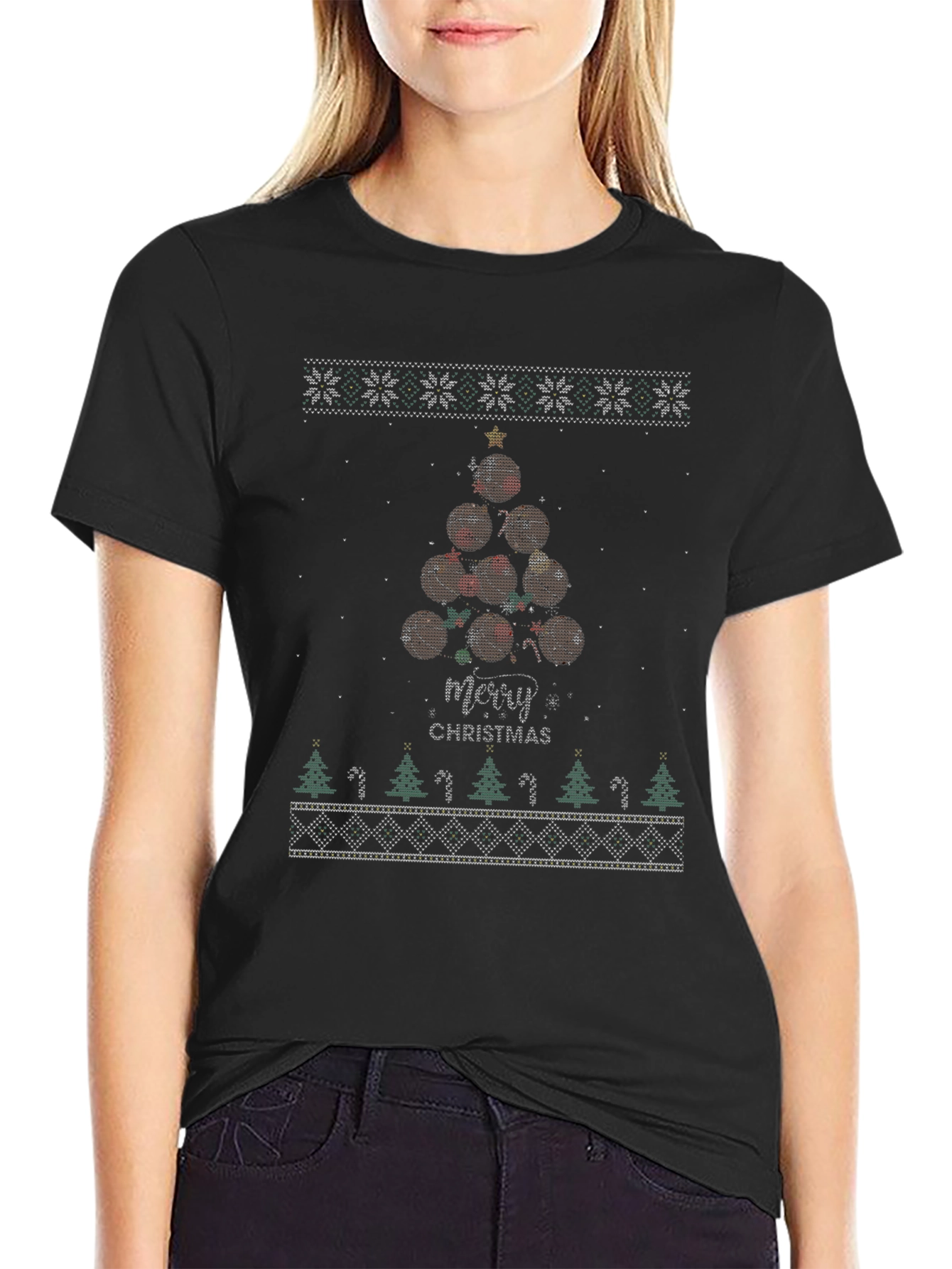 Merry Christmas Basketball Tree T-Shirt