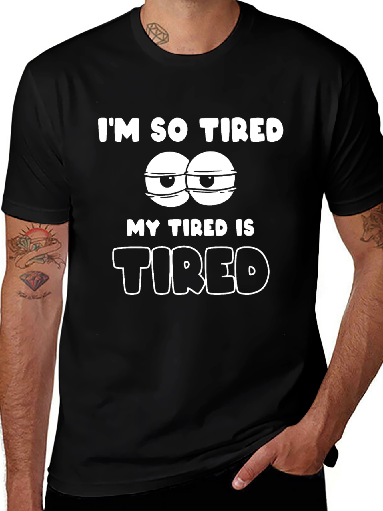 Im So Tired Graphic T-Shirt - Black Cotton Blend