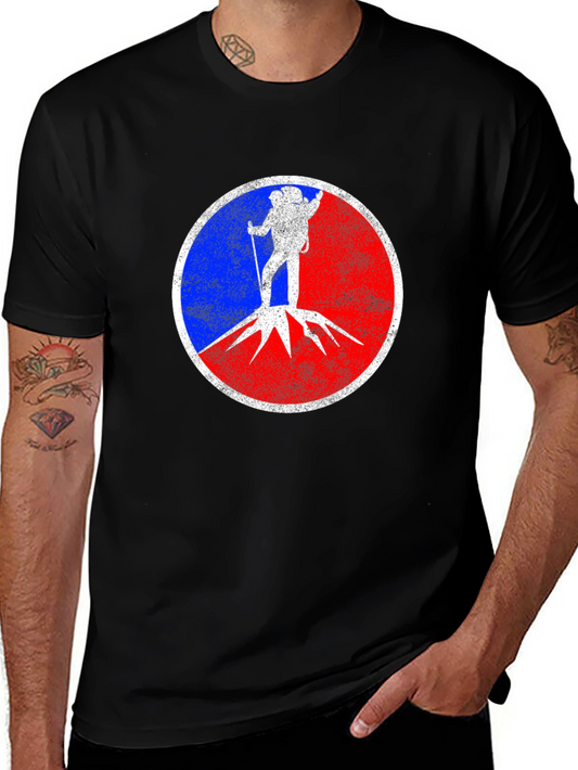 Hiking Graphic Tee - Blue and Red Vintage Design