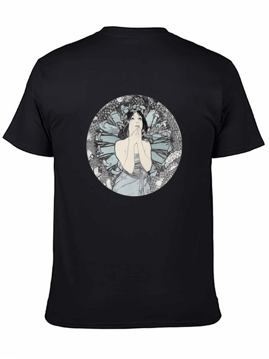 Art Nouveau Lady Graphic Black T-Shirt