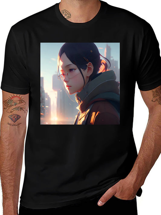 Anime Girl Black T-Shirt