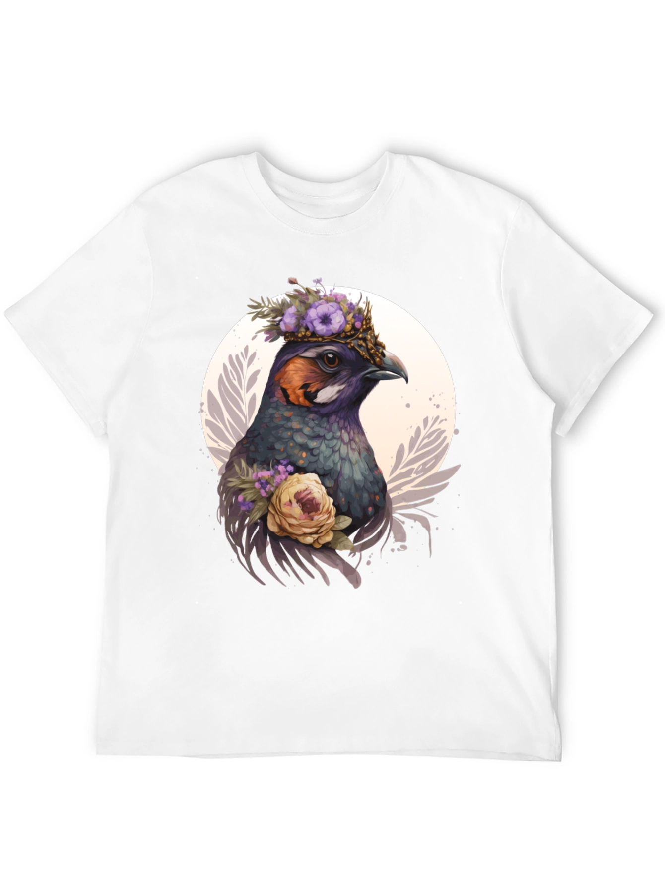 Floral Bird T-Shirt - Nature Inspired Graphic Tee