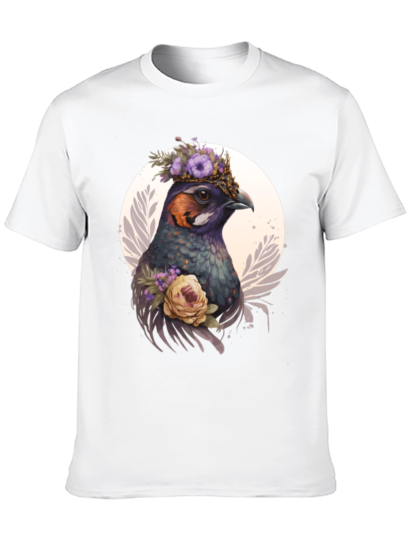 Floral Bird T-Shirt - Nature Inspired Graphic Tee