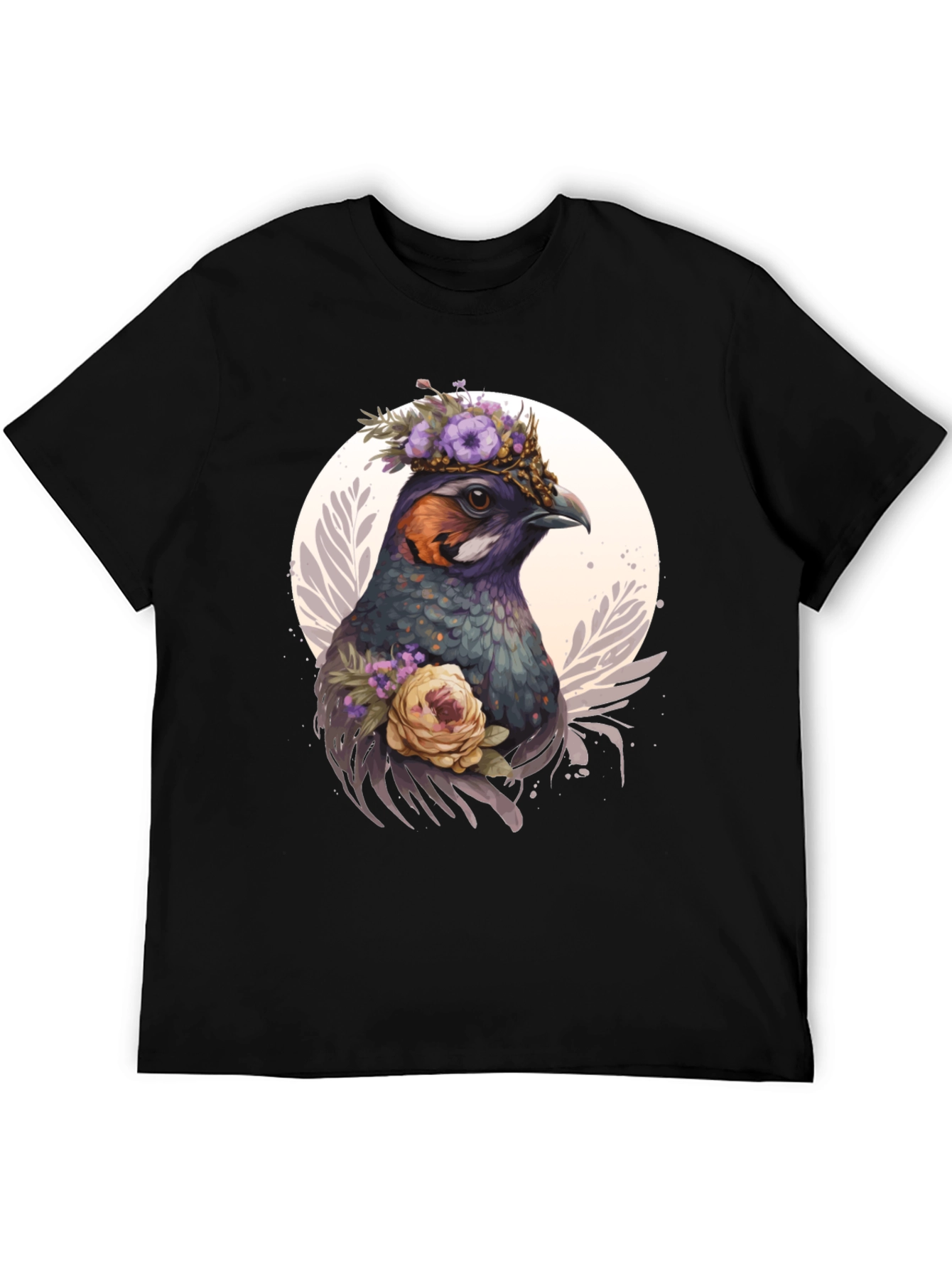 Floral Bird T-Shirt - Nature Inspired Graphic Tee