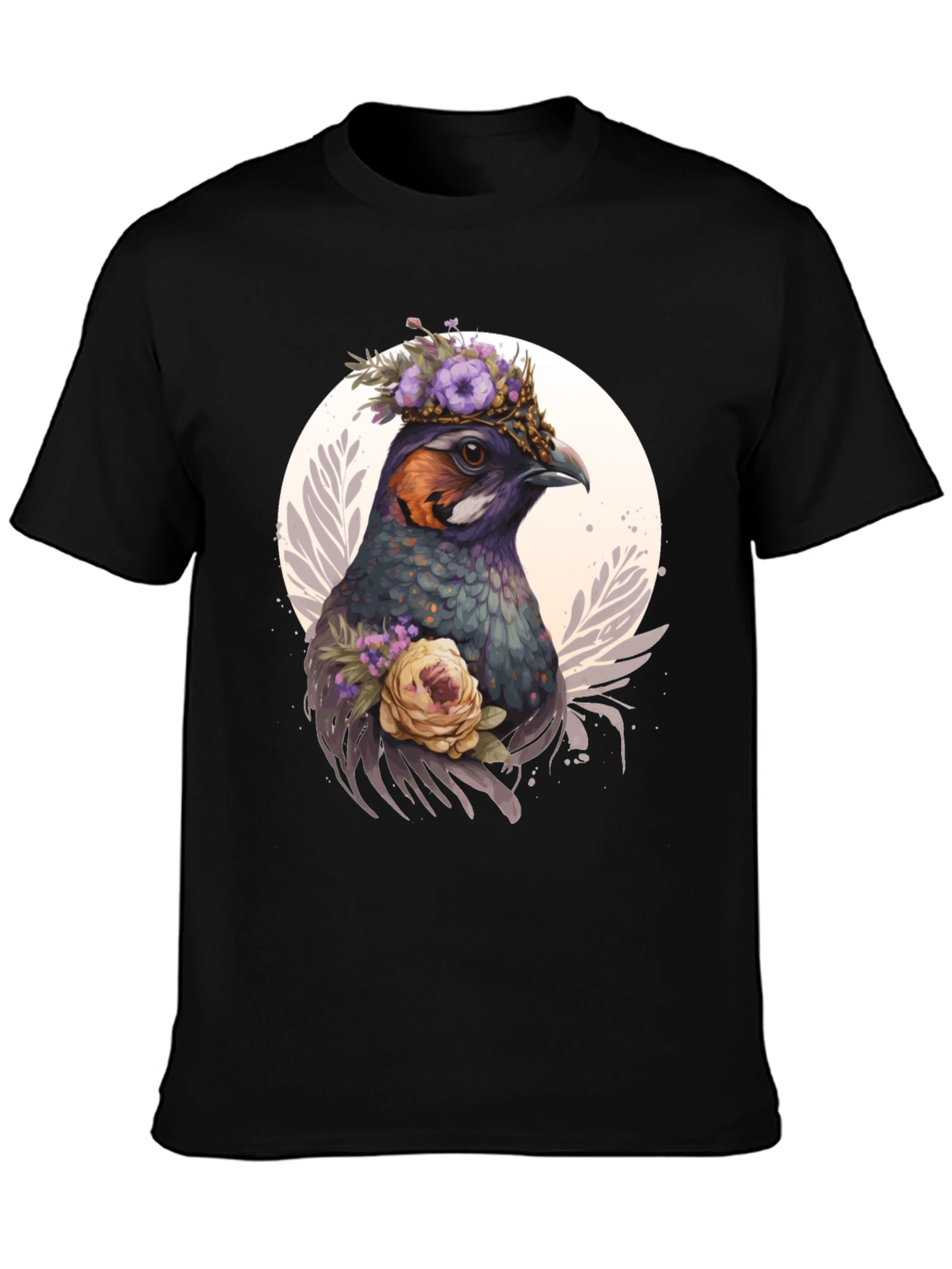Floral Bird T-Shirt - Nature Inspired Graphic Tee