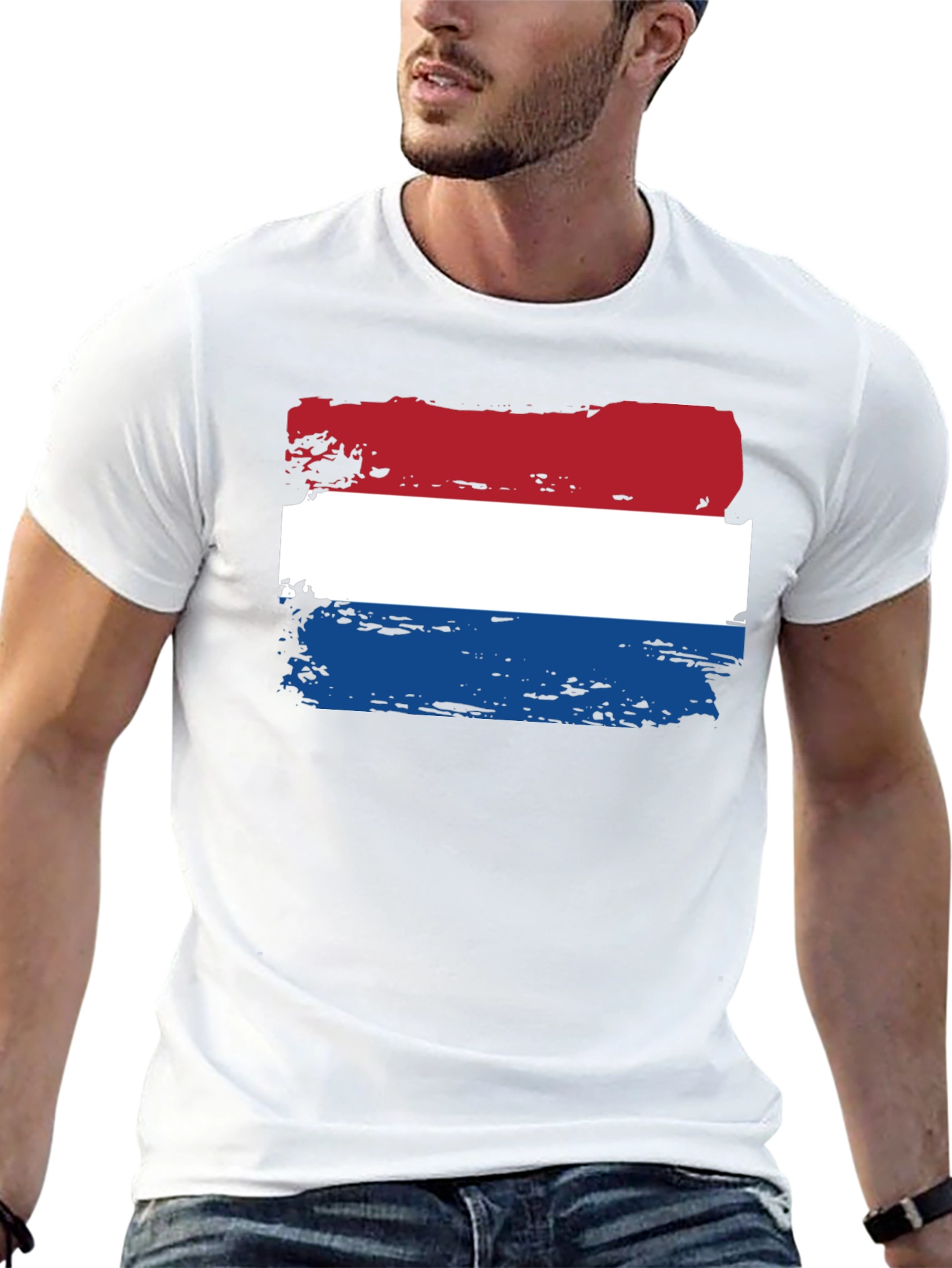 Dutch Flag T-Shirt - Distressed Style