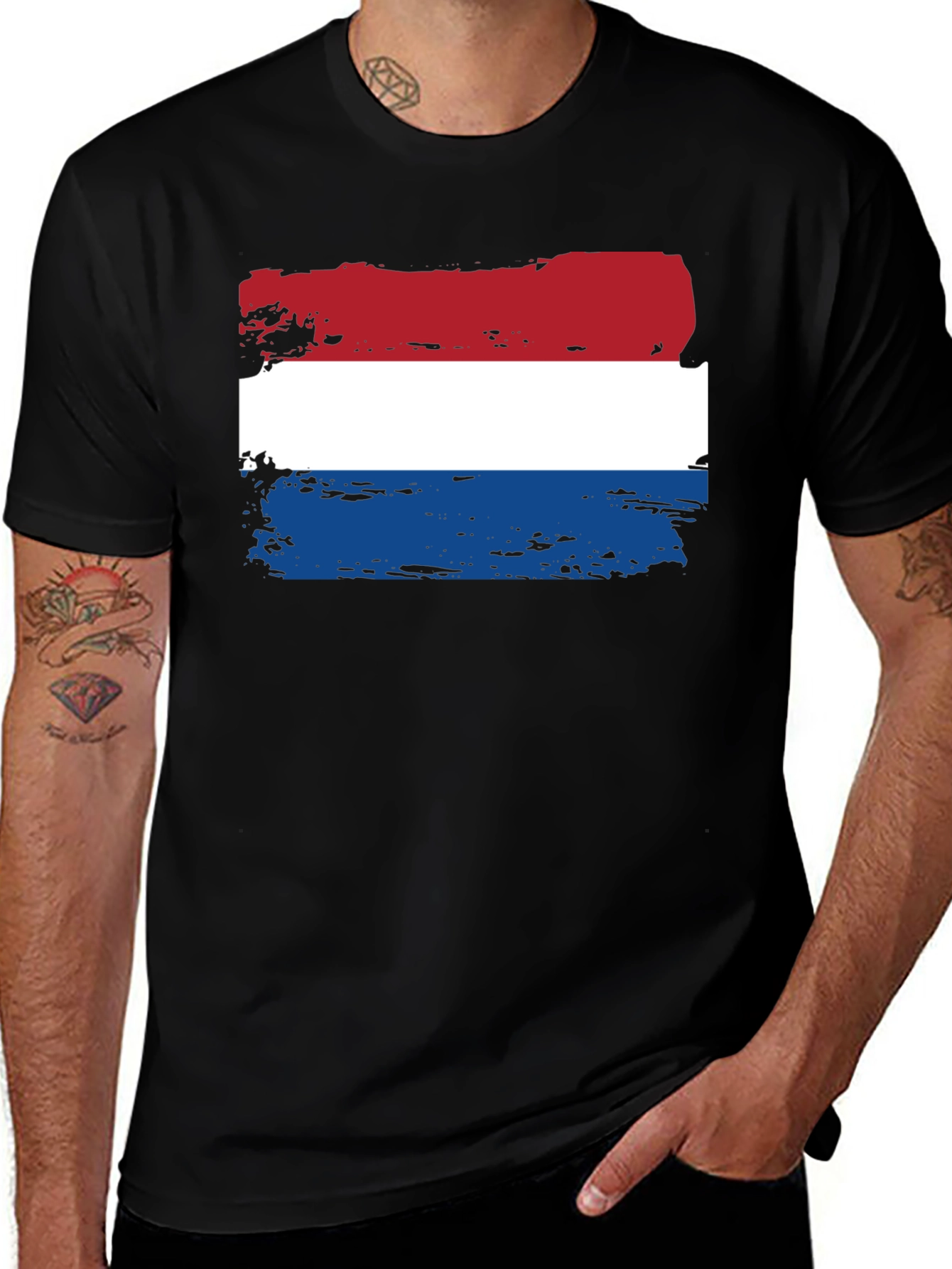 Dutch Flag T-Shirt - Distressed Style