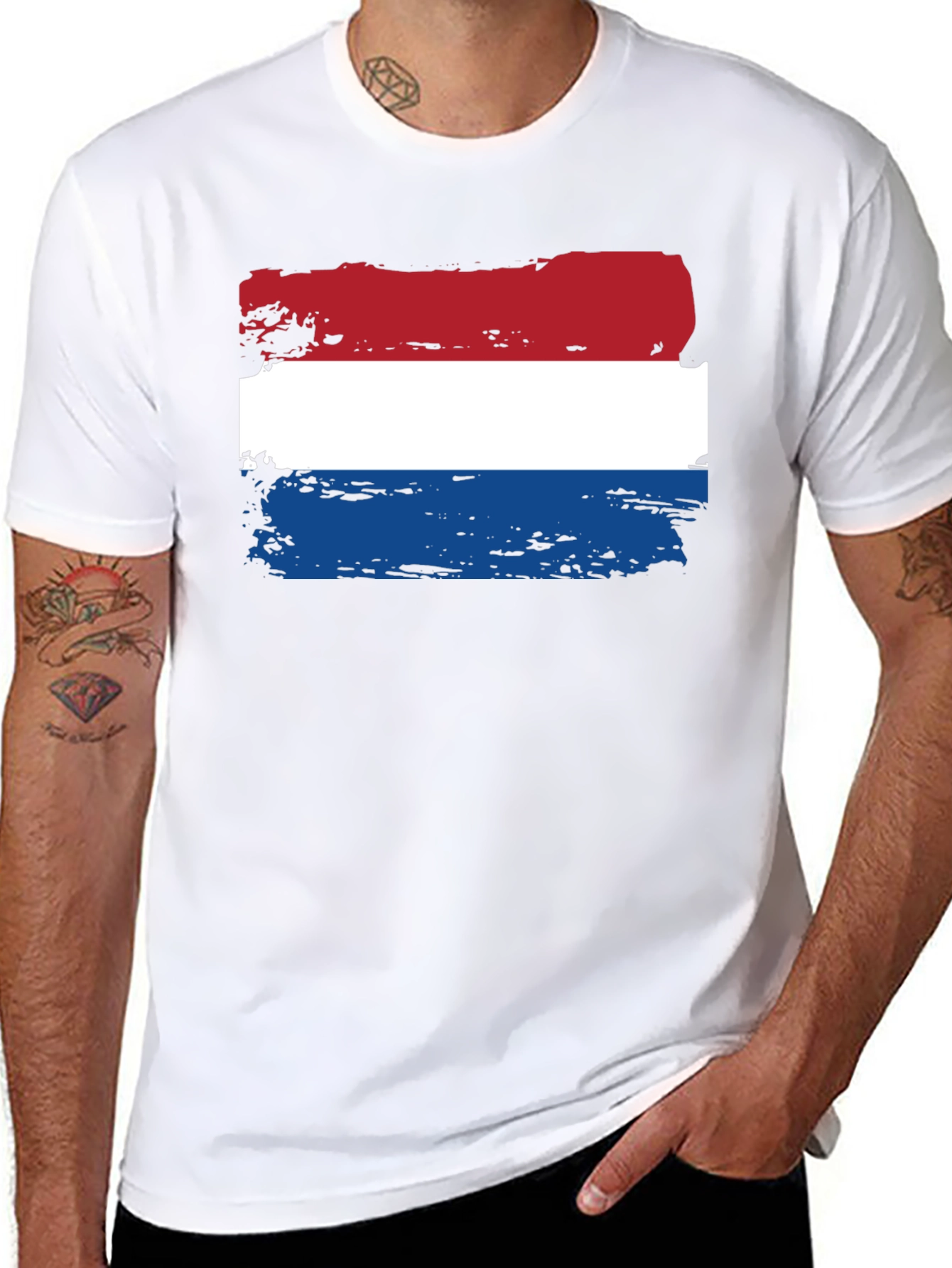 Dutch Flag T-Shirt - Distressed Style