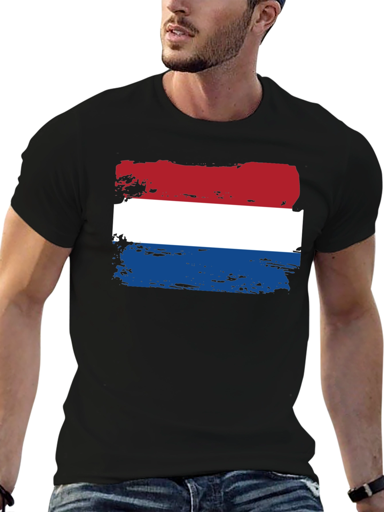 Dutch Flag T-Shirt - Distressed Style