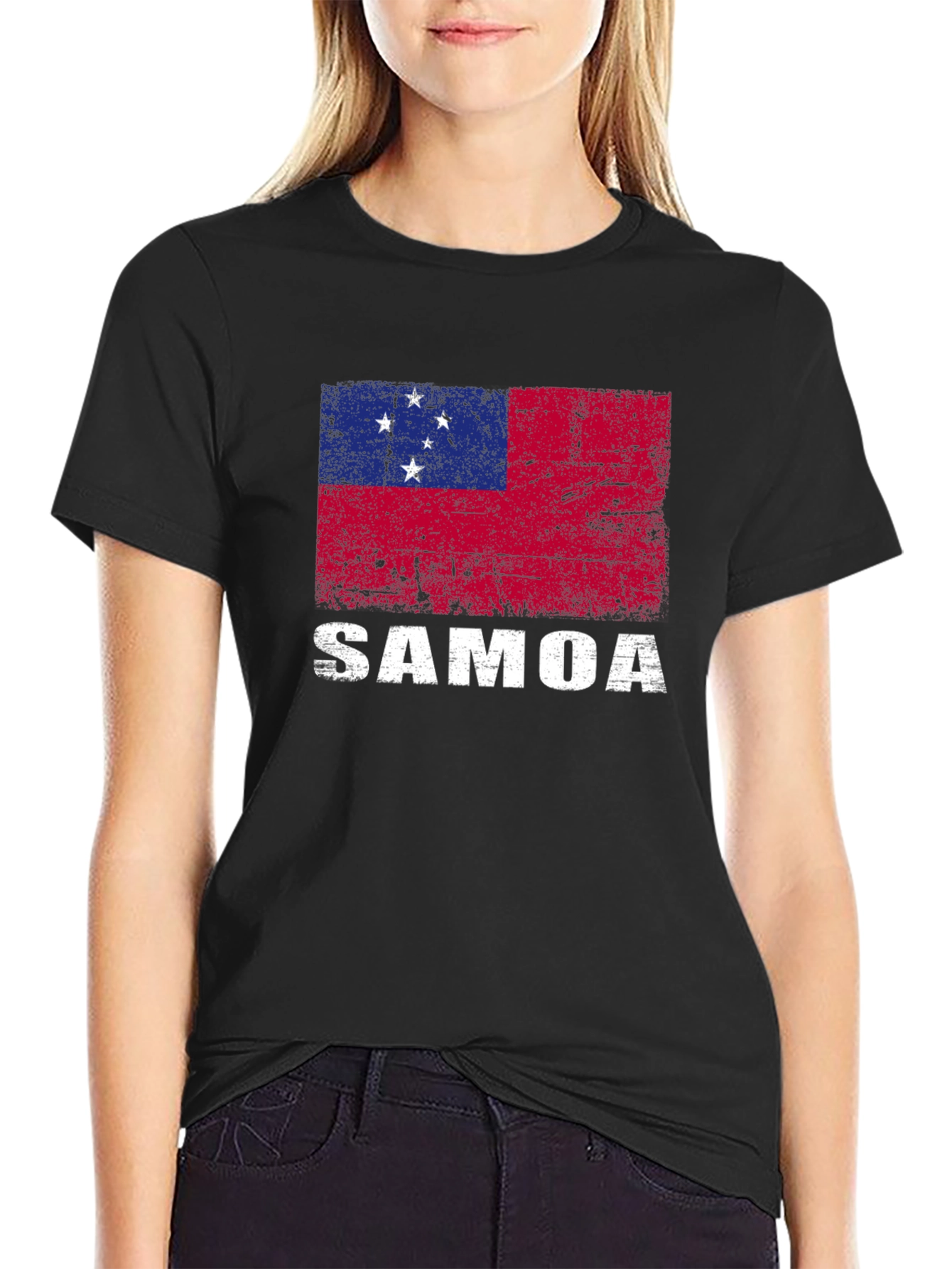 Samoa Flag T-Shirt - Distressed Design