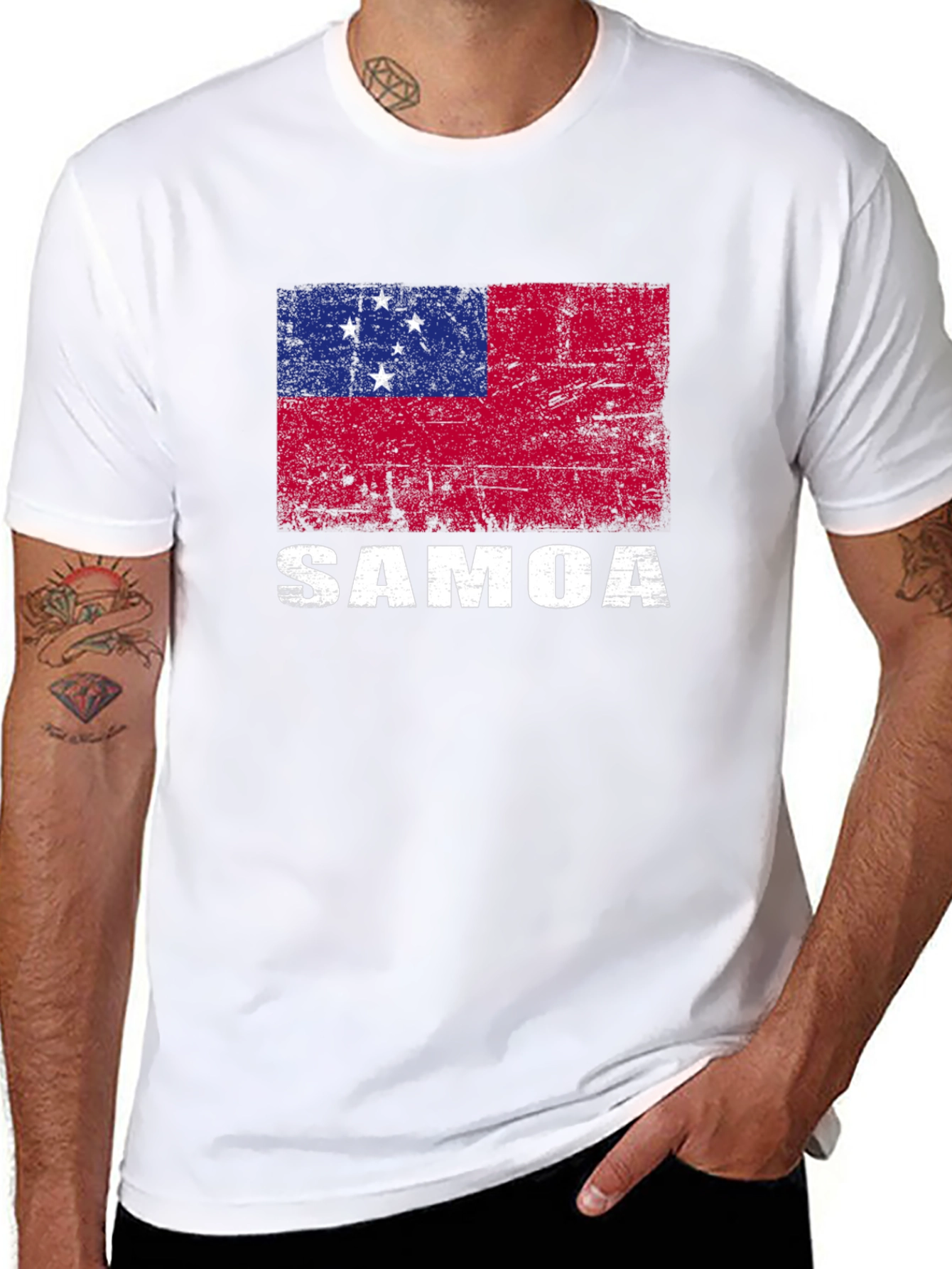 Samoa Flag T-Shirt - Distressed Design