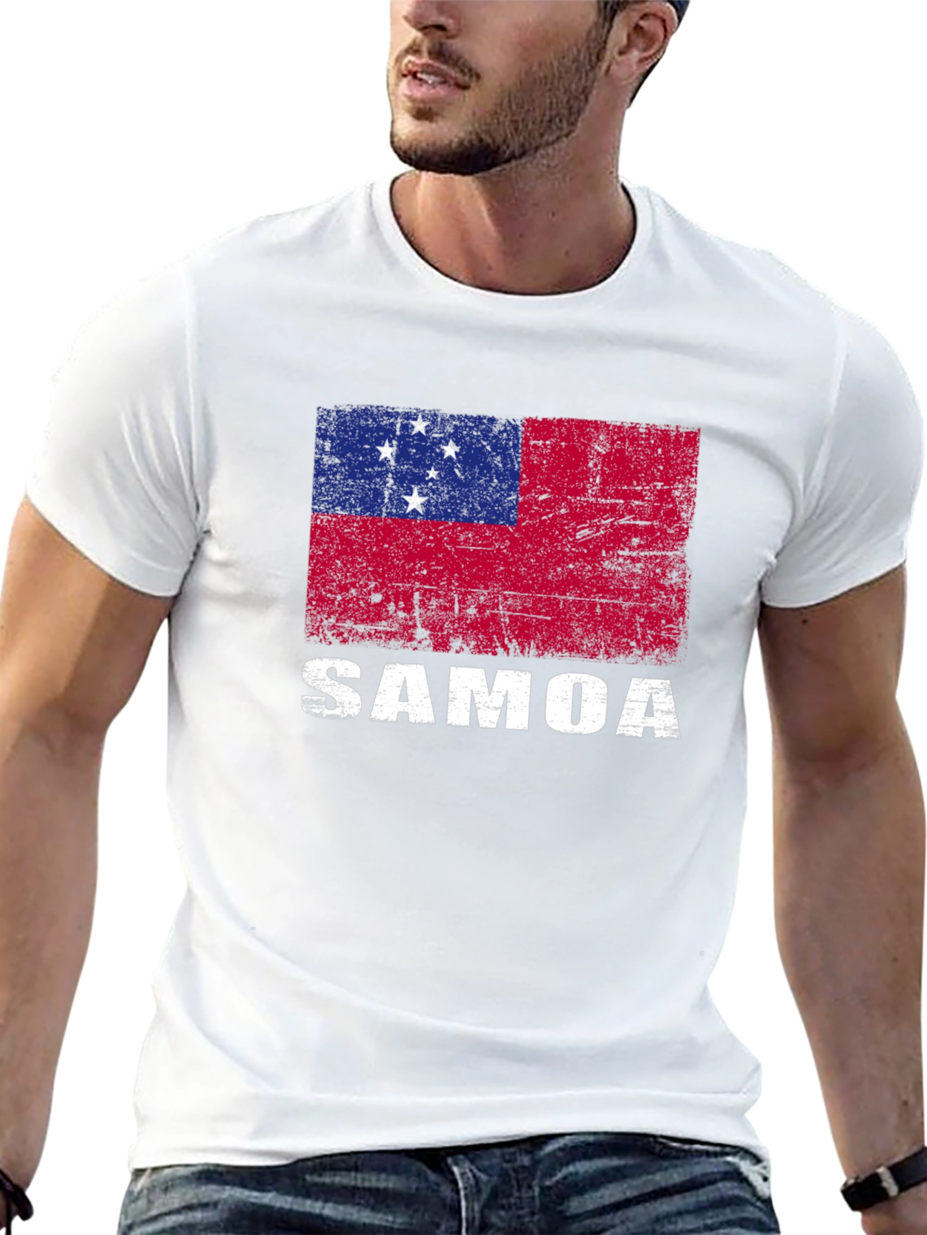 Samoa Flag T-Shirt - Distressed Design