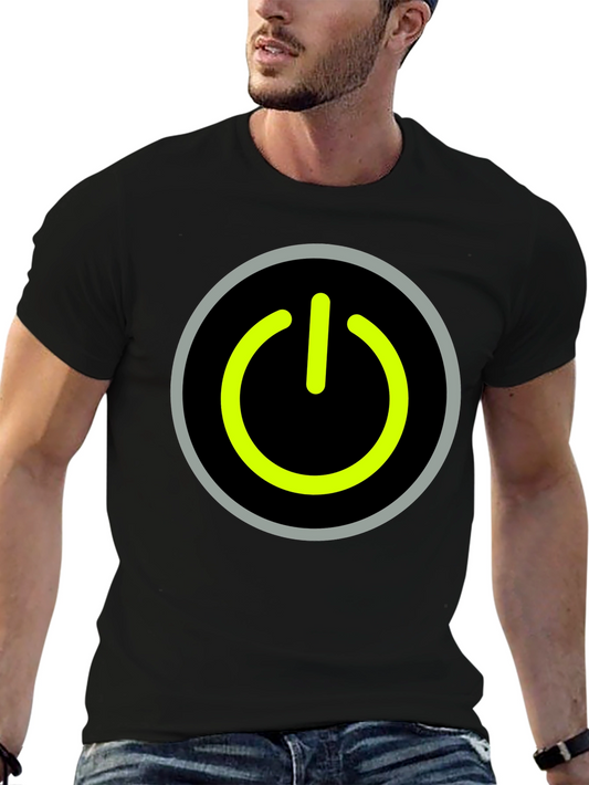 Power Button Graphic Tee - Black Cotton T-Shirt