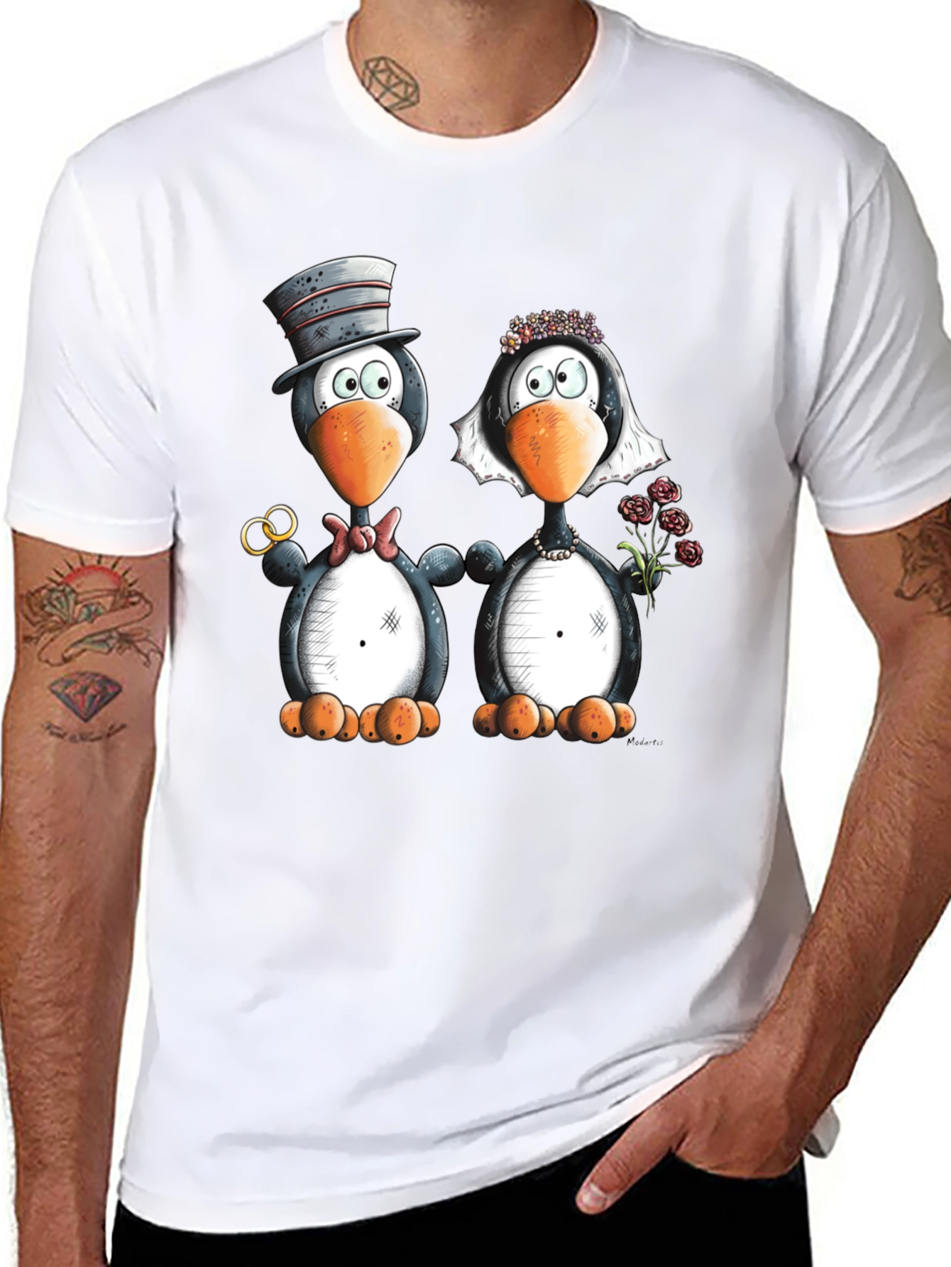 Penguin Wedding Graphic Tee - Black