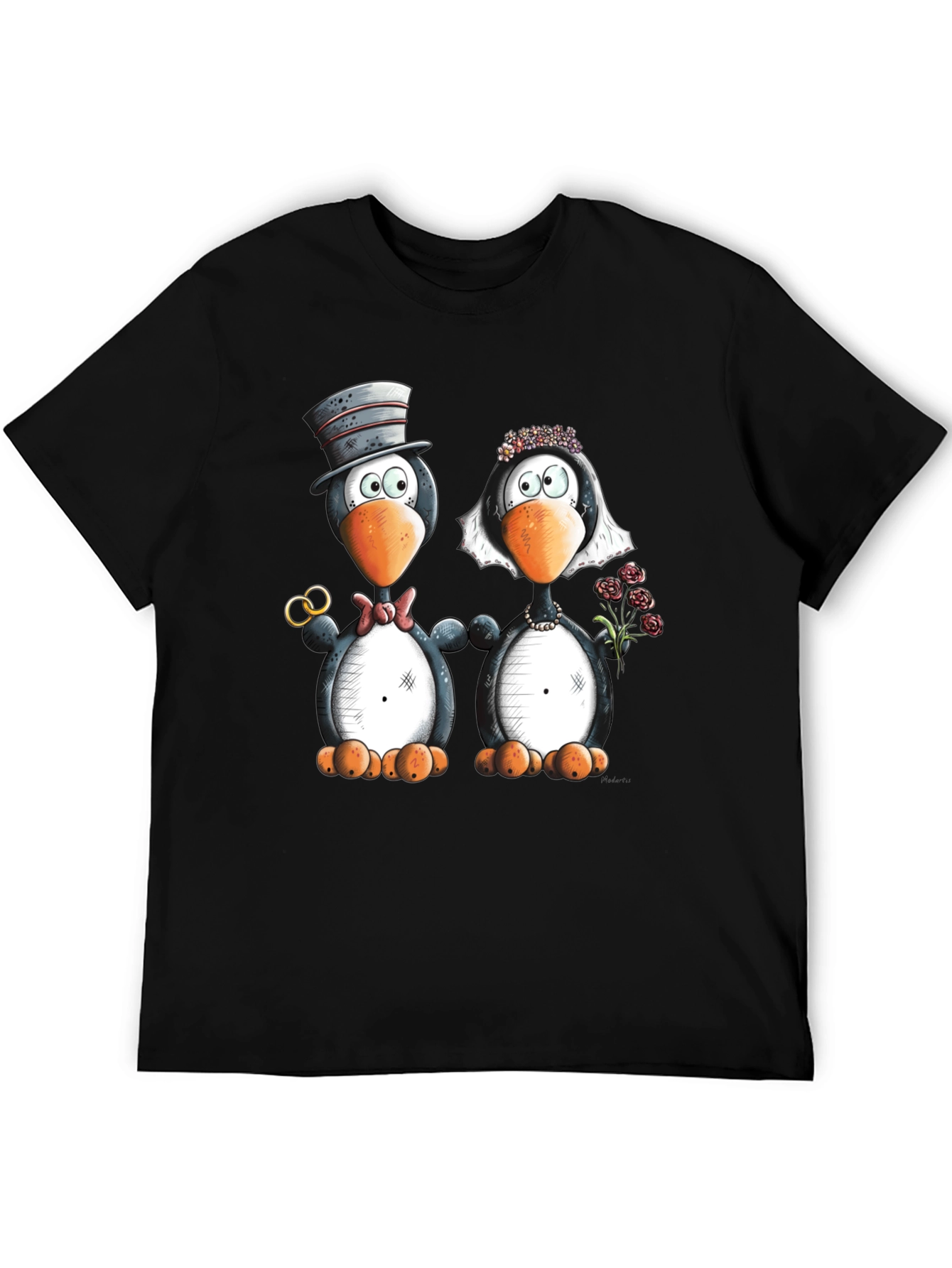 Penguin Wedding Graphic Tee - Black