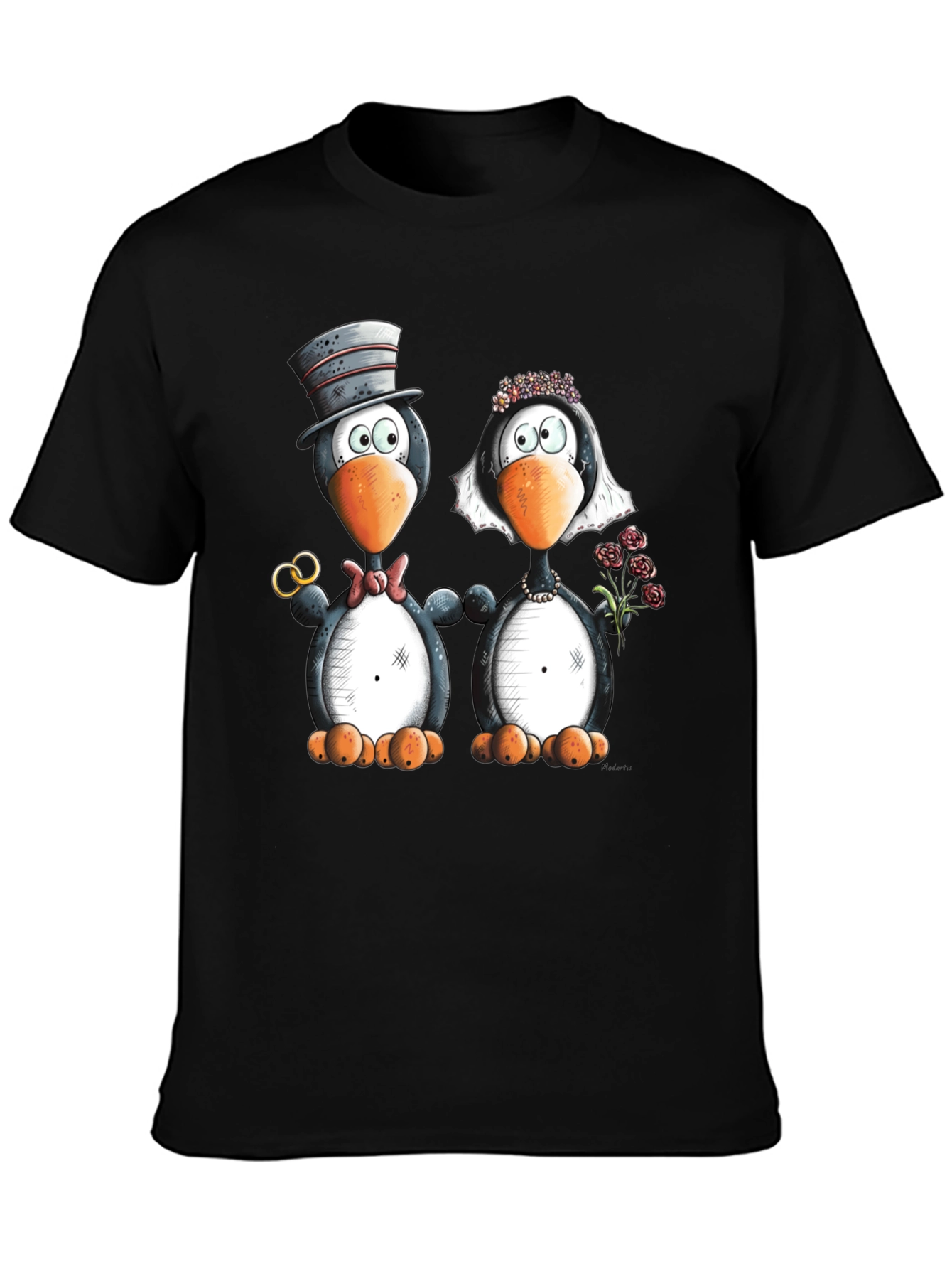 Penguin Wedding Graphic Tee - Black