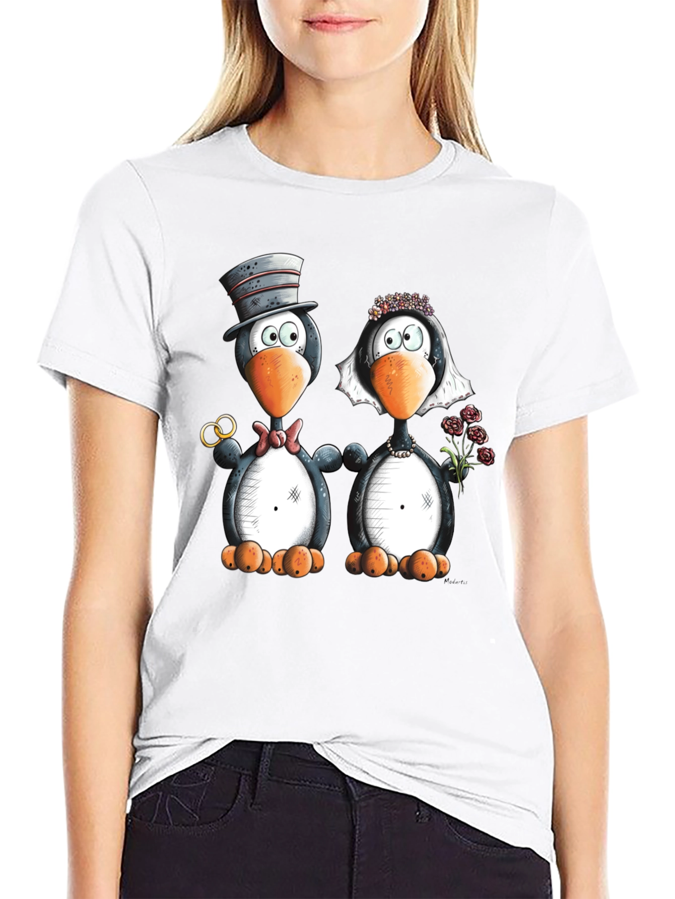 Penguin Wedding Graphic Tee - Black